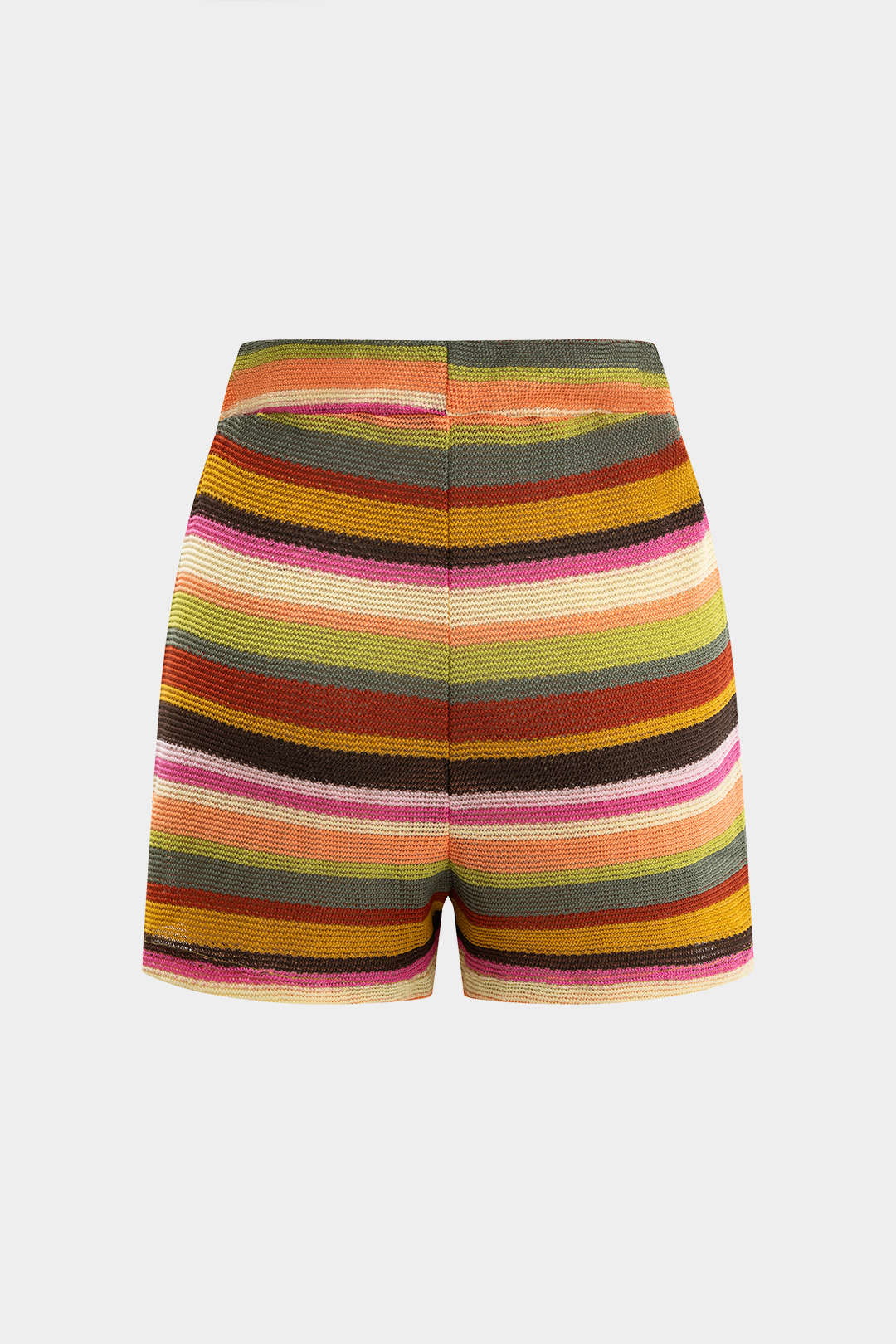 Knit Contrast V-Neck Top and Drawstring Shorts Combo