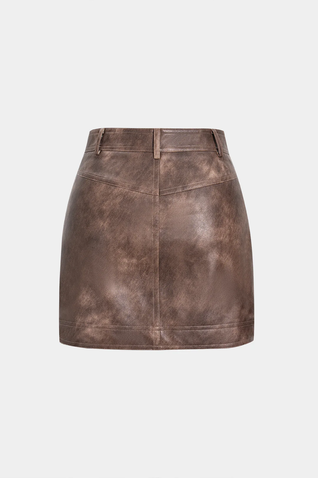 Faux Leather Metallic Zipper Pocket Mini Skirt