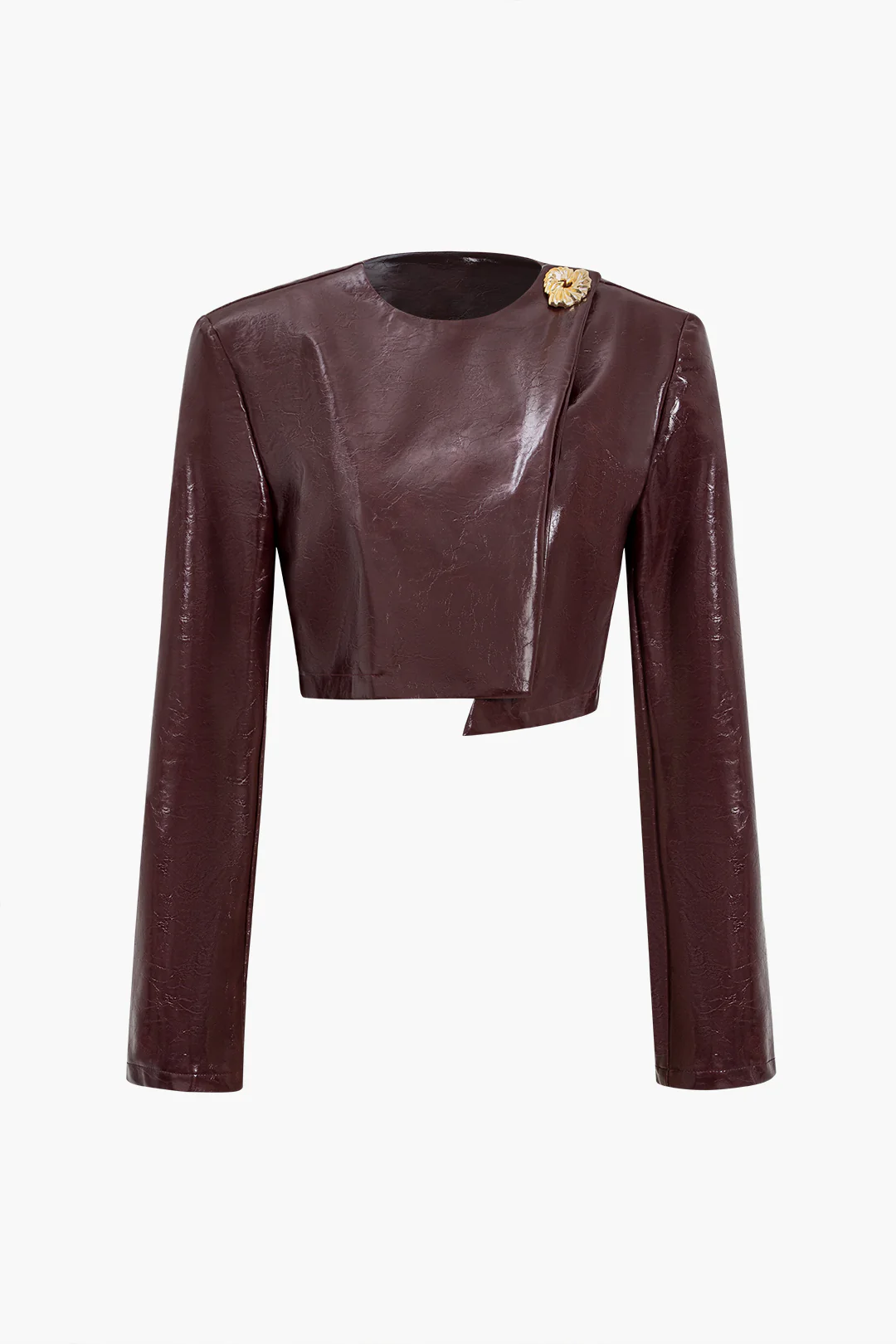 Asymmetrical Faux Leather Skirt Ensemble