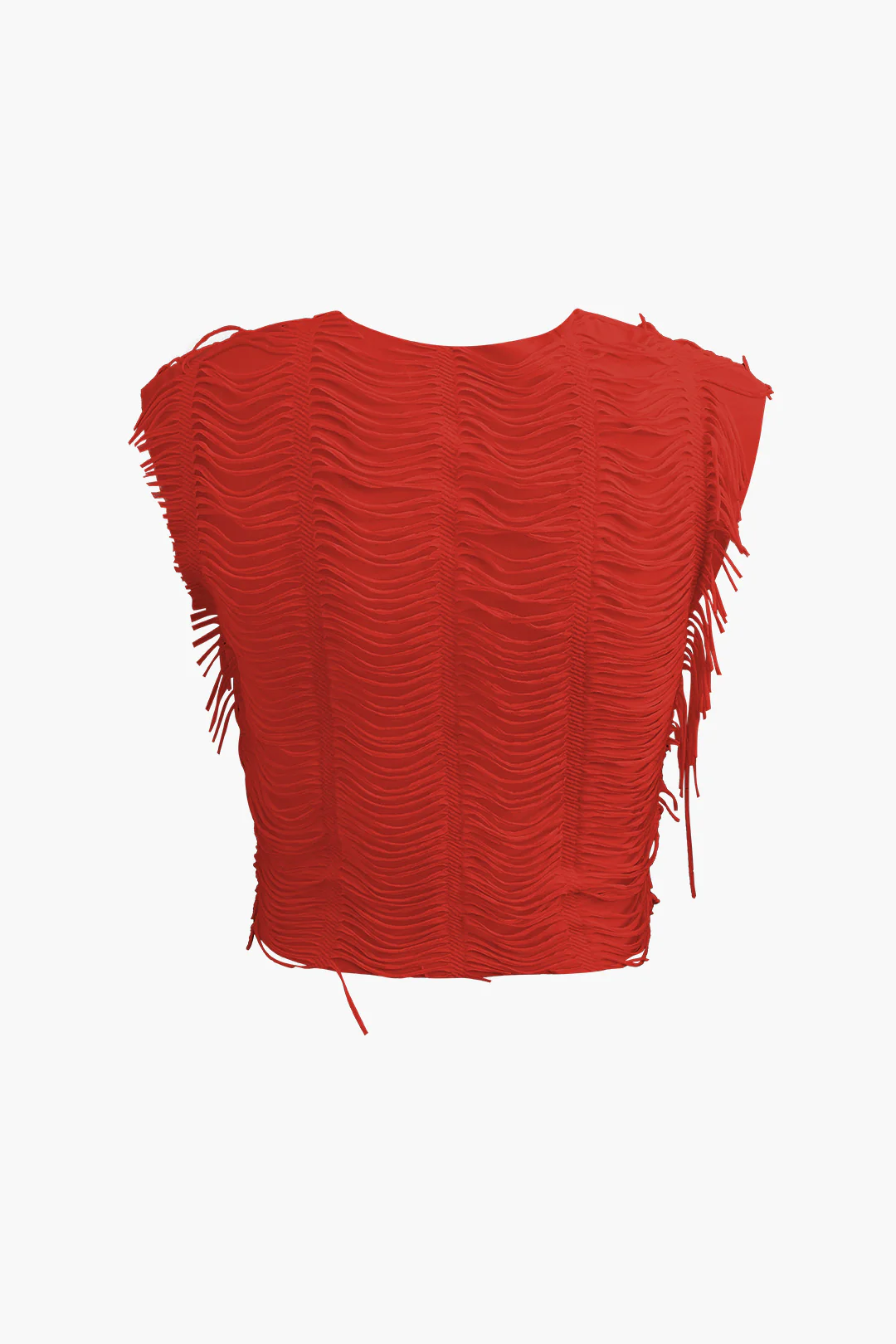 Distressed V-neck Cap Sleeve Crop Top and Slit Maxi Skirt Outfit Set