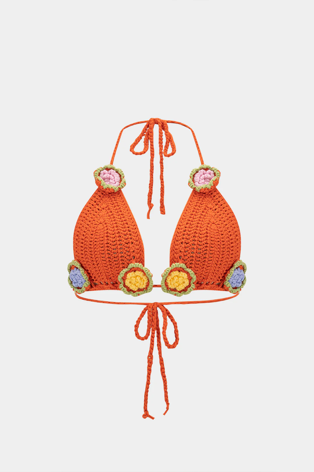 Knit 3D Floral Tie-Up Strappy Backless Cami Top