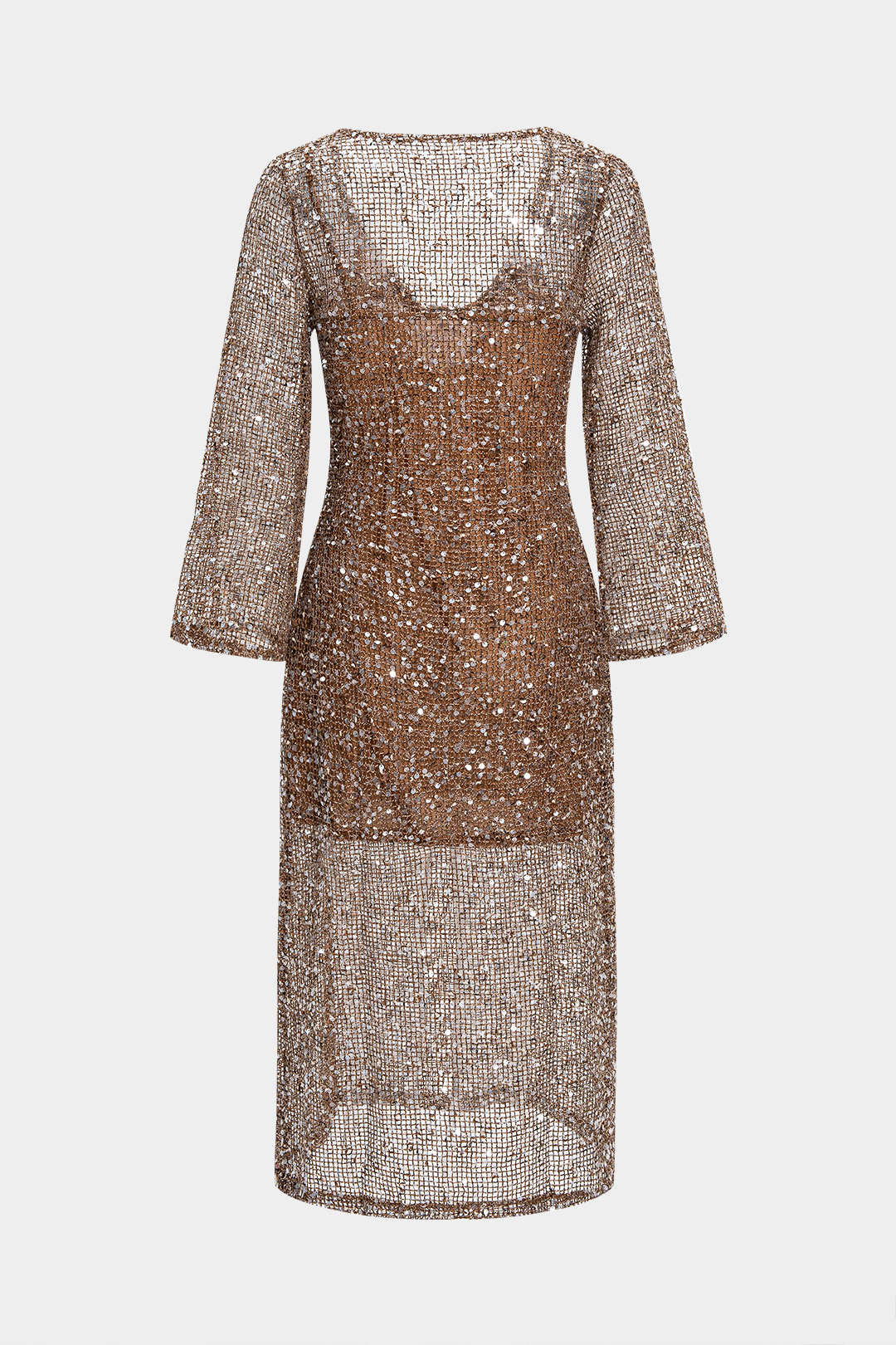 Sequin Cut Out Long Sleeve Maxi Dress