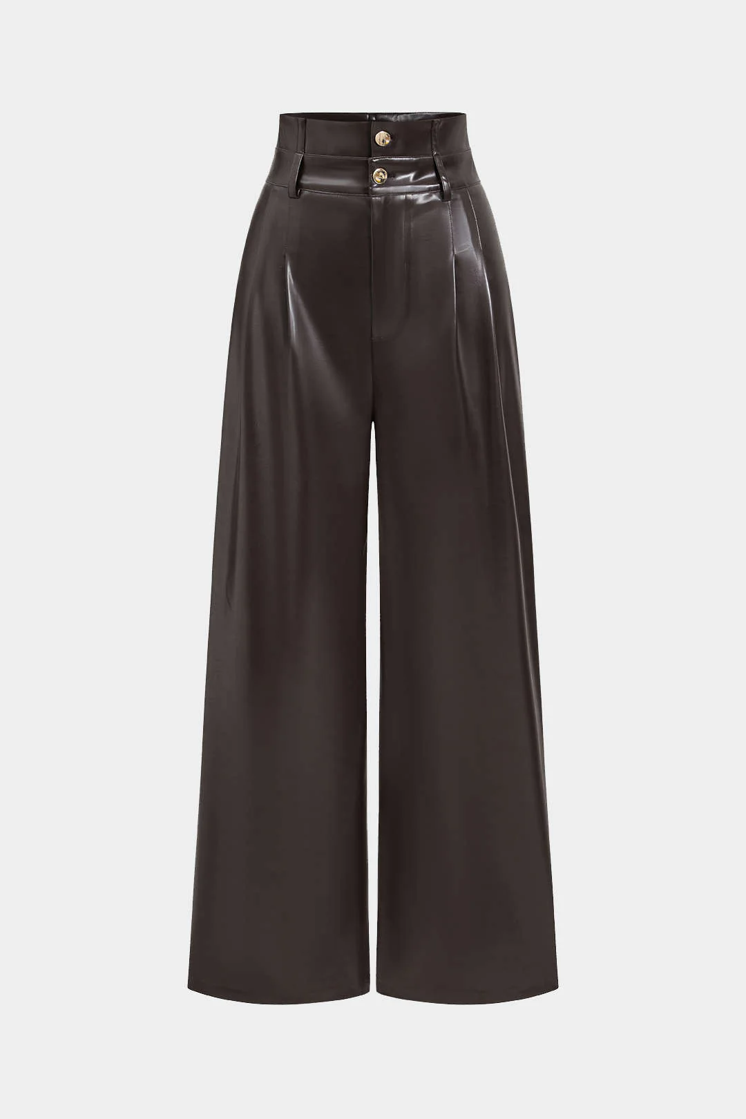 Faux Leather High-Waisted Trousers
