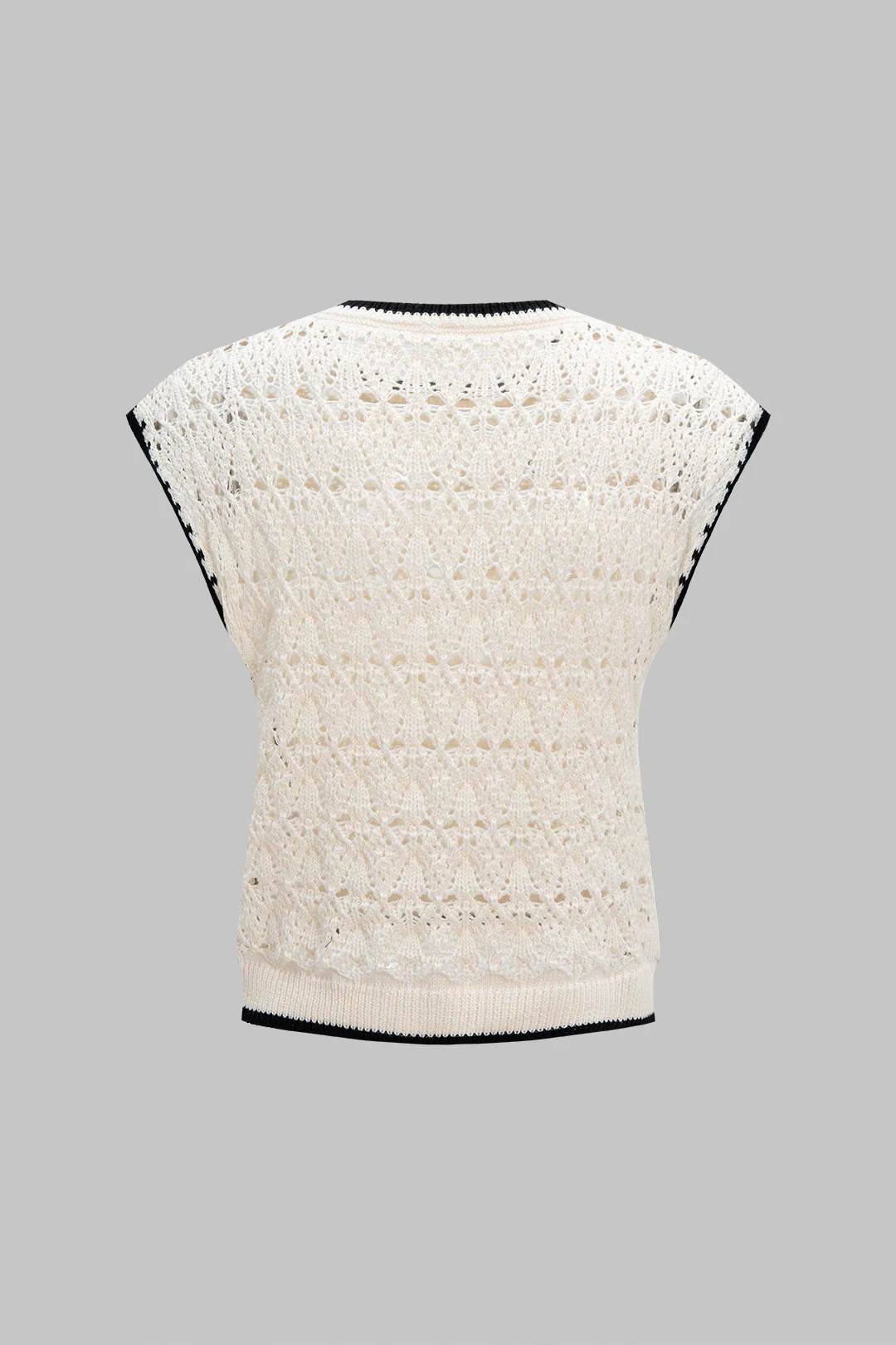Knit Contrast Cut Out Short-Sleeve Shirt