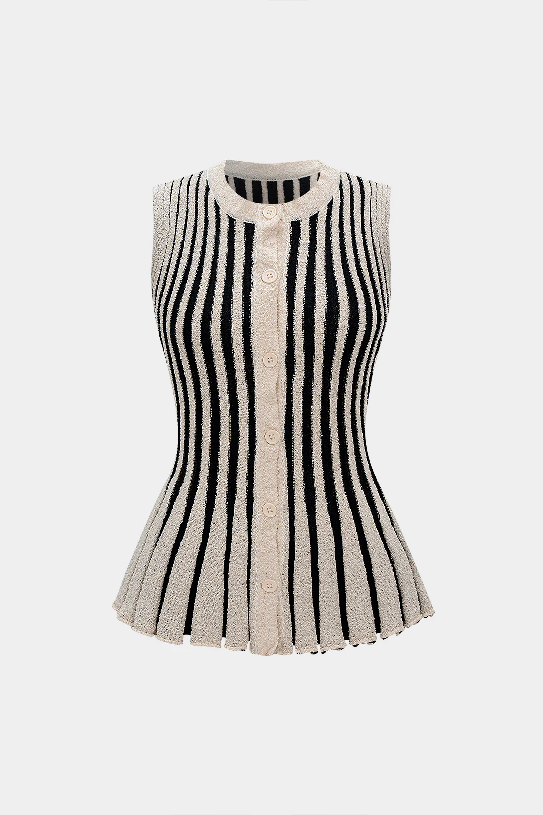 Knit Button Contrast Tank Top