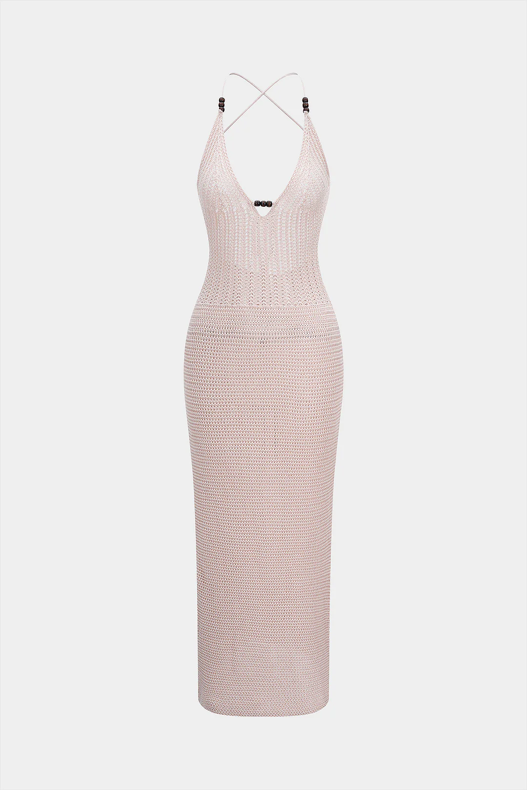 Knit Beaded Tie-Back Cut-Out Sleeveless Dress