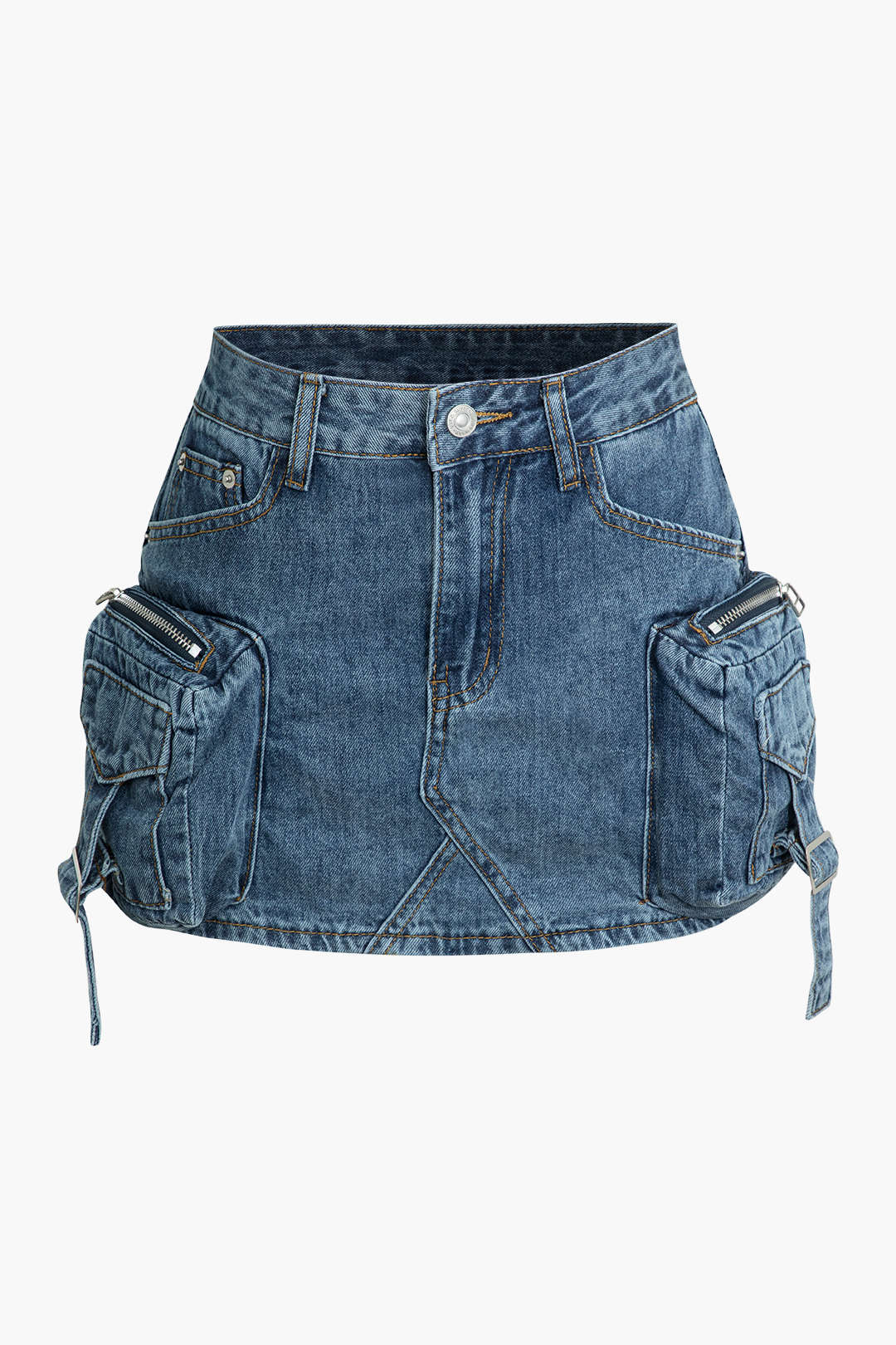 Faded Pocket Denim Mini Skirt