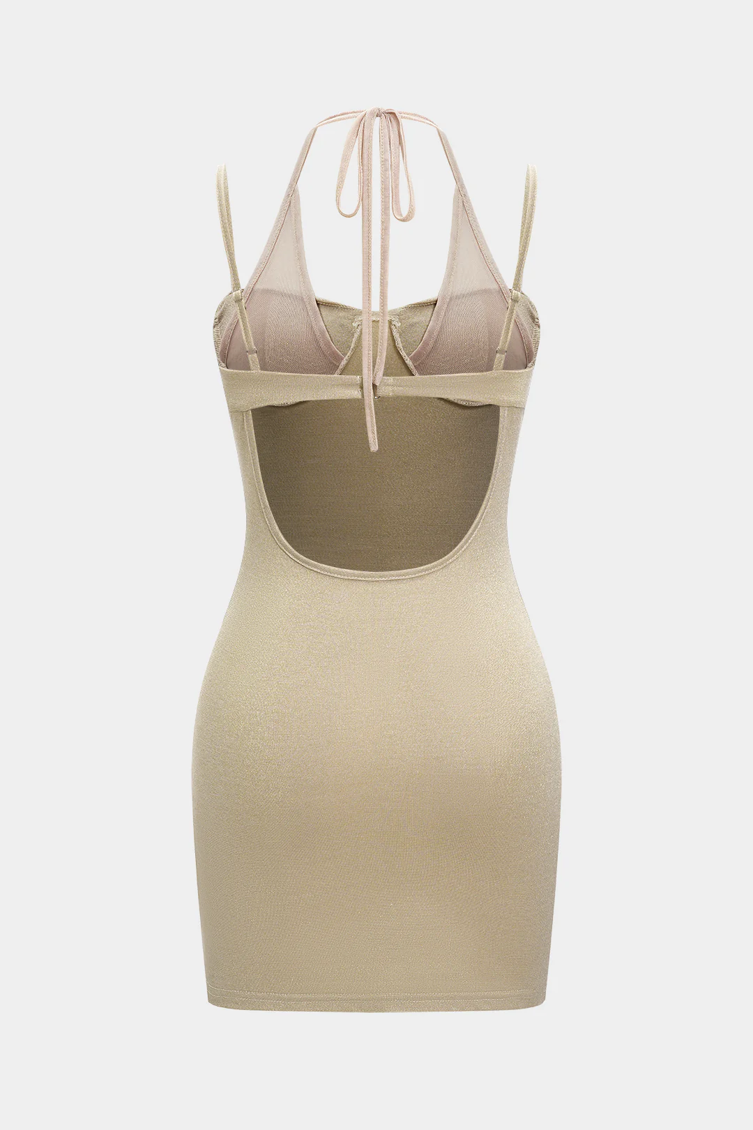 Halter Neck Tie-Up Backless Slip Mini Dress