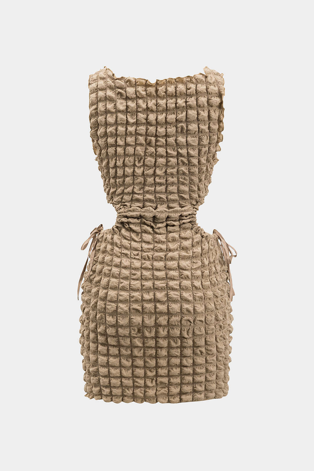 Cut-Out Waist Drawstring Sleeveless Mini Dress