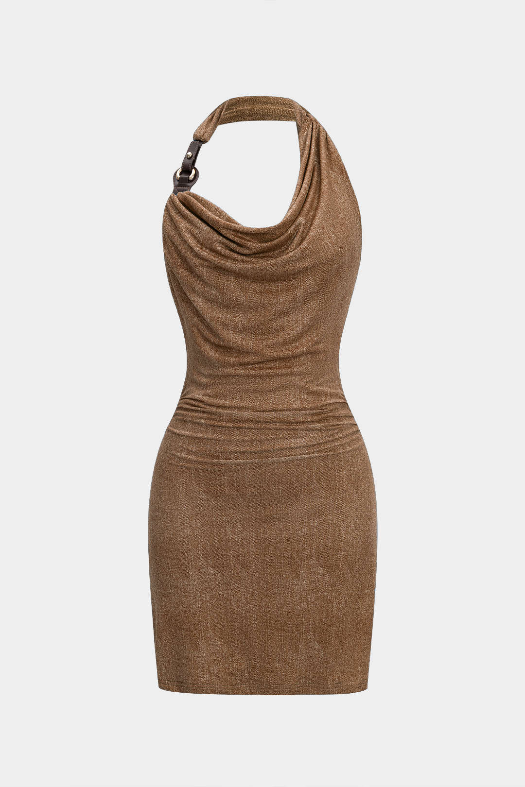 Mesh Halter Neck Asymmetrical Sleeveless Mini Dress