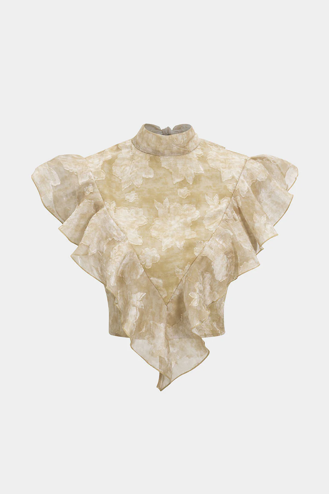 Floral Printed Chiffon Ruffled Tie-Up Tank Top