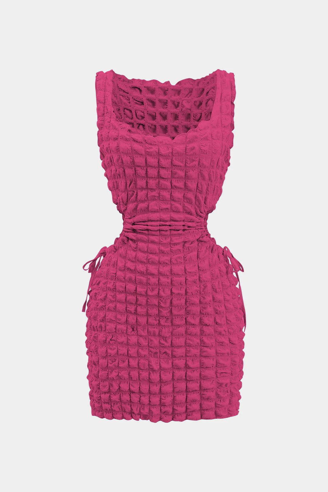 Cut-Out Waist Drawstring Sleeveless Mini Dress