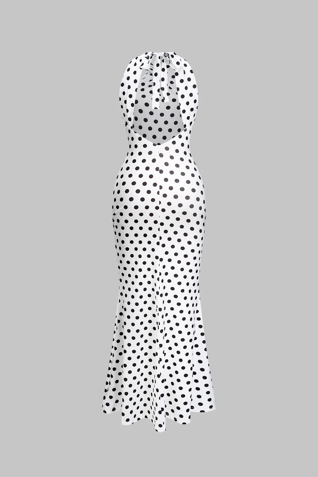 Polka Dot Tie-Back Backless Sleeveless Maxi Dress