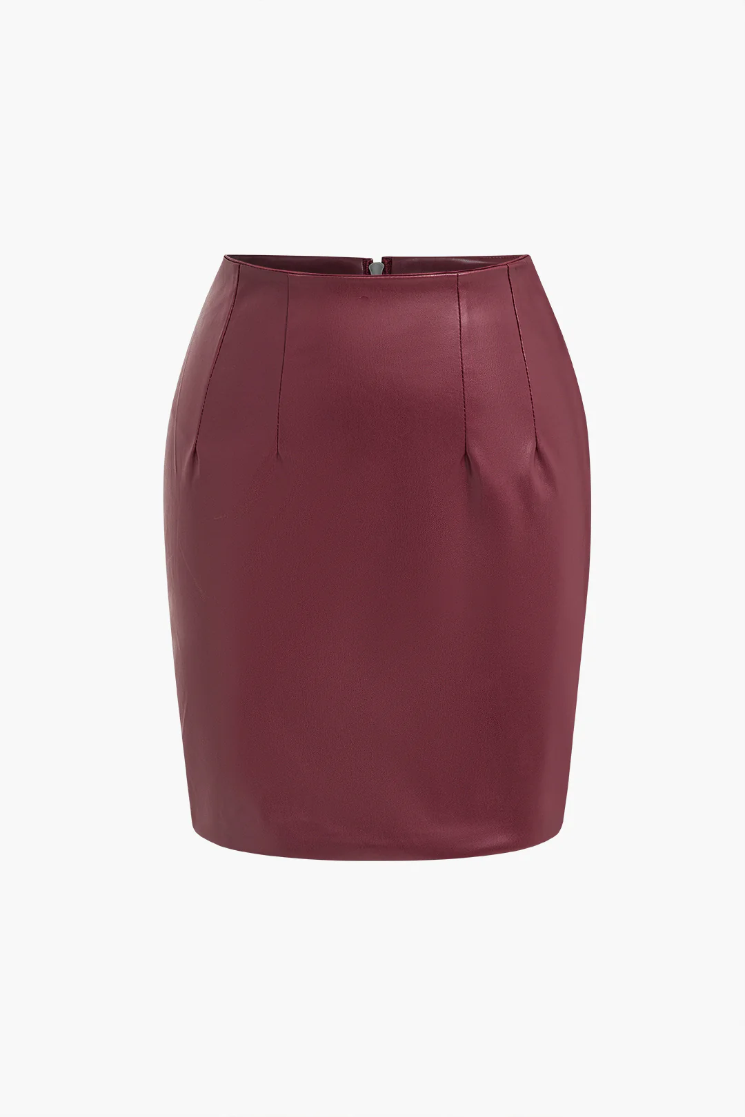 Solid Button Zipper Skirt Ensemble