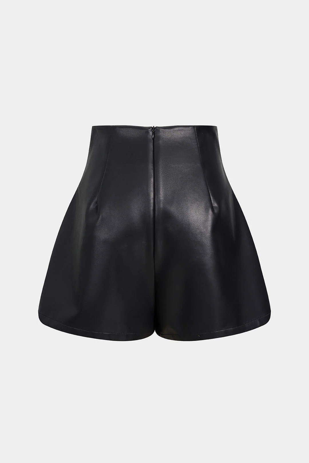 Faux Leather Ruched Zip Shorts