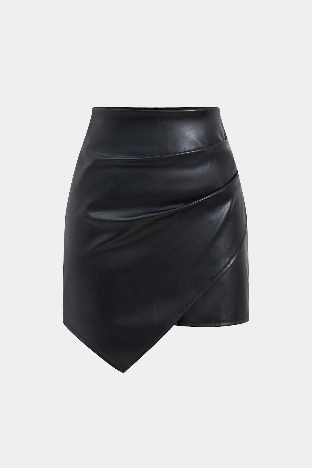 Asymmetrical Faux Leather Ruffled Skirt