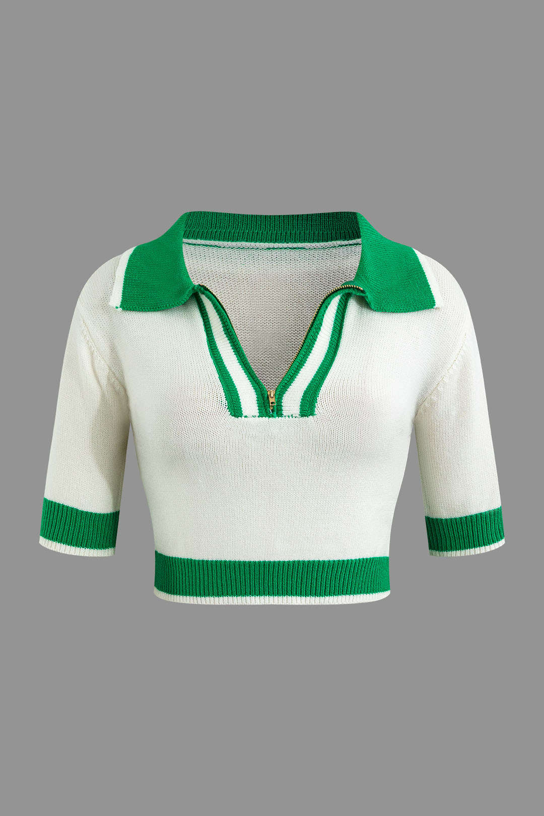 Contrast Collar Cropped Knit Top and Mini Skirt Set