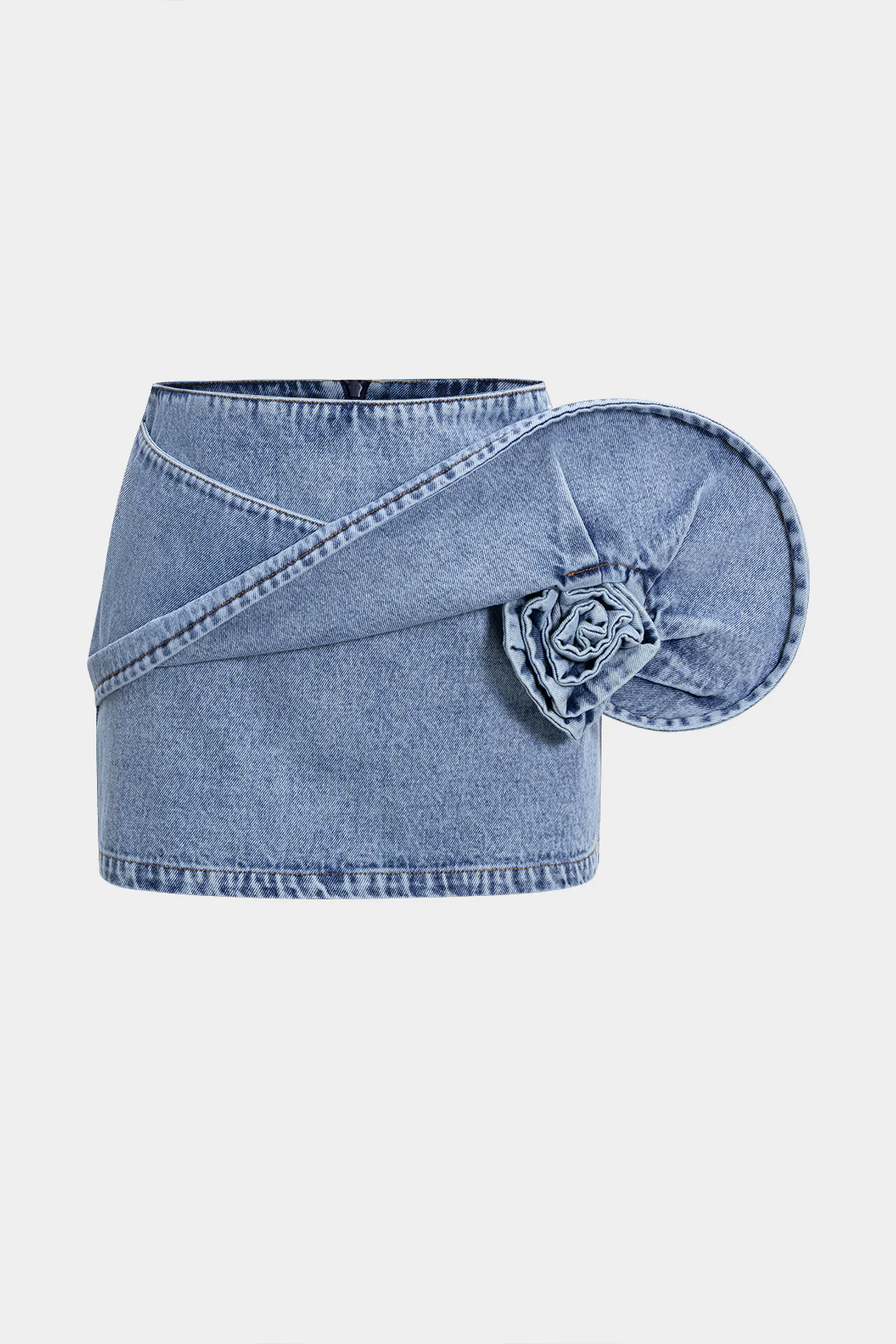 Denim 3D Rotating Rose Shape Mini Skirt