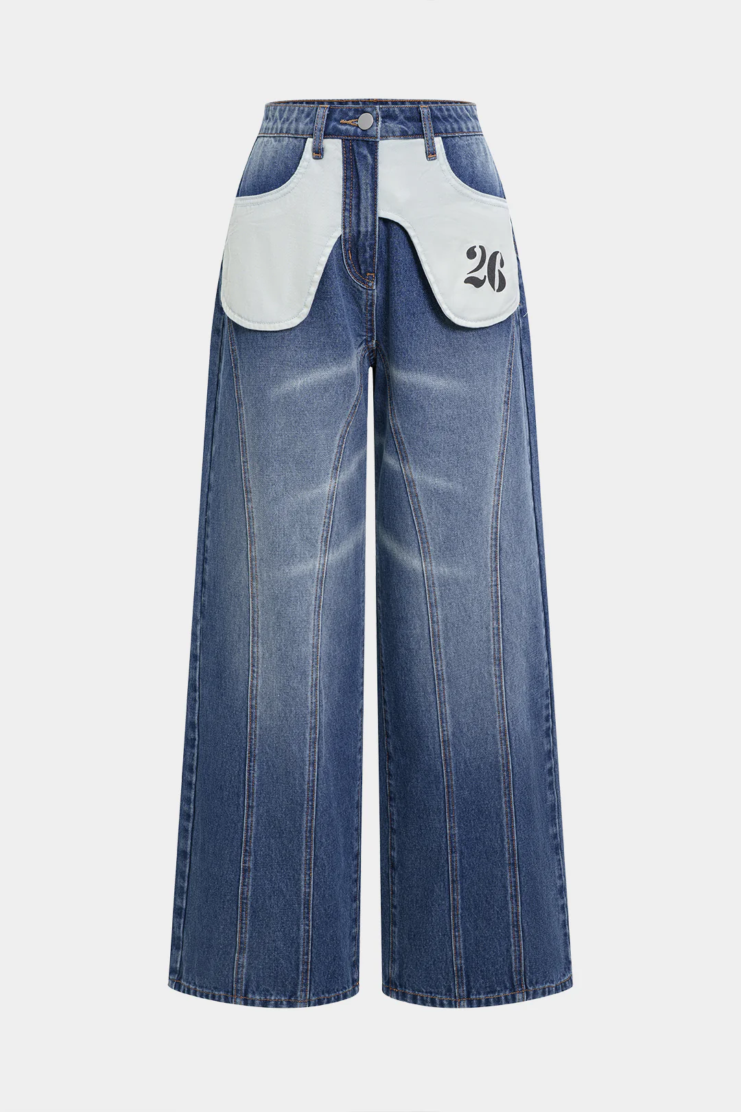 Patchwork High Waist Denim Jeans