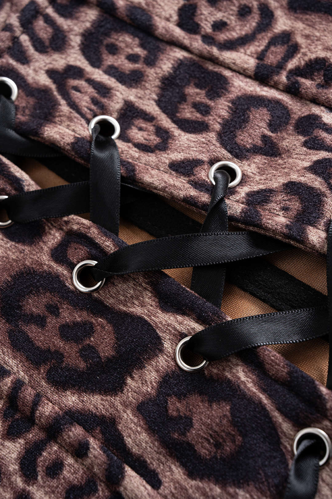 Leopard Print Suede Tie-Back Underwire Strapless Tube Top