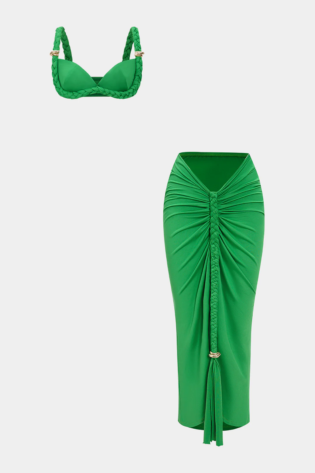 Metallic Braided Ruched Decorative Skirt