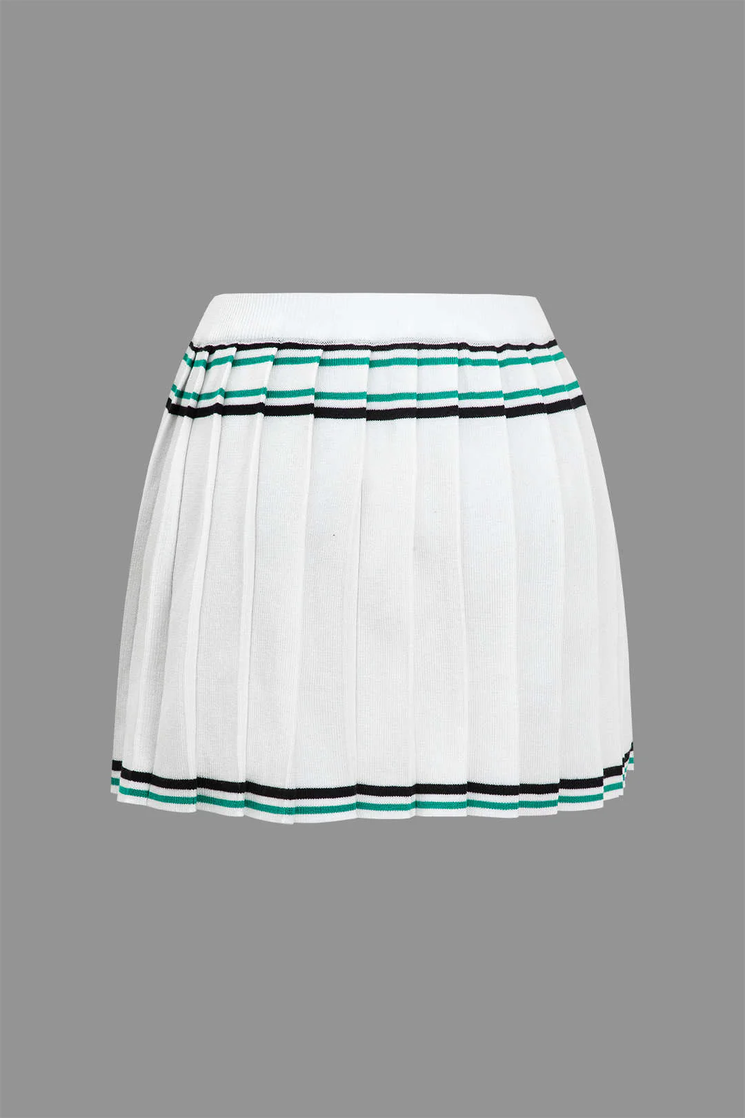 Color Block Knit Pleated Mini Skirt