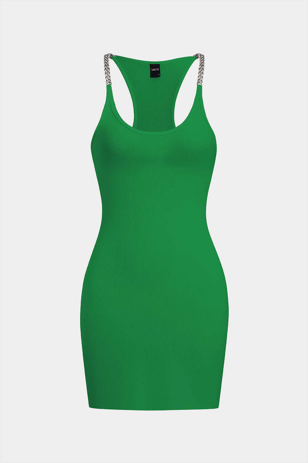 Chain-Adorned Sleeveless Mini Dress