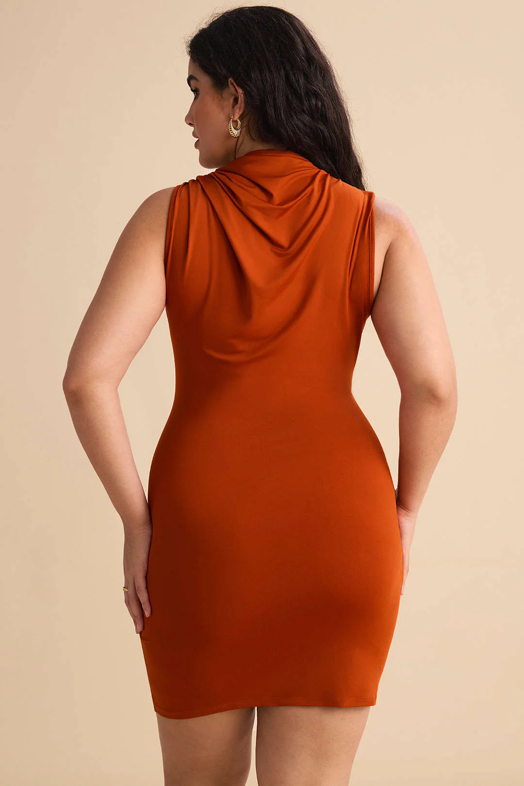 Plus Size Ruched Metallic Decorated Sleeveless Mini Dress