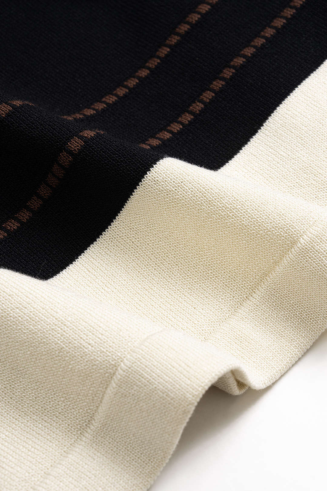 Knit Stripes Contrast Print Round Neck Short Sleeve Top And Skirt Set