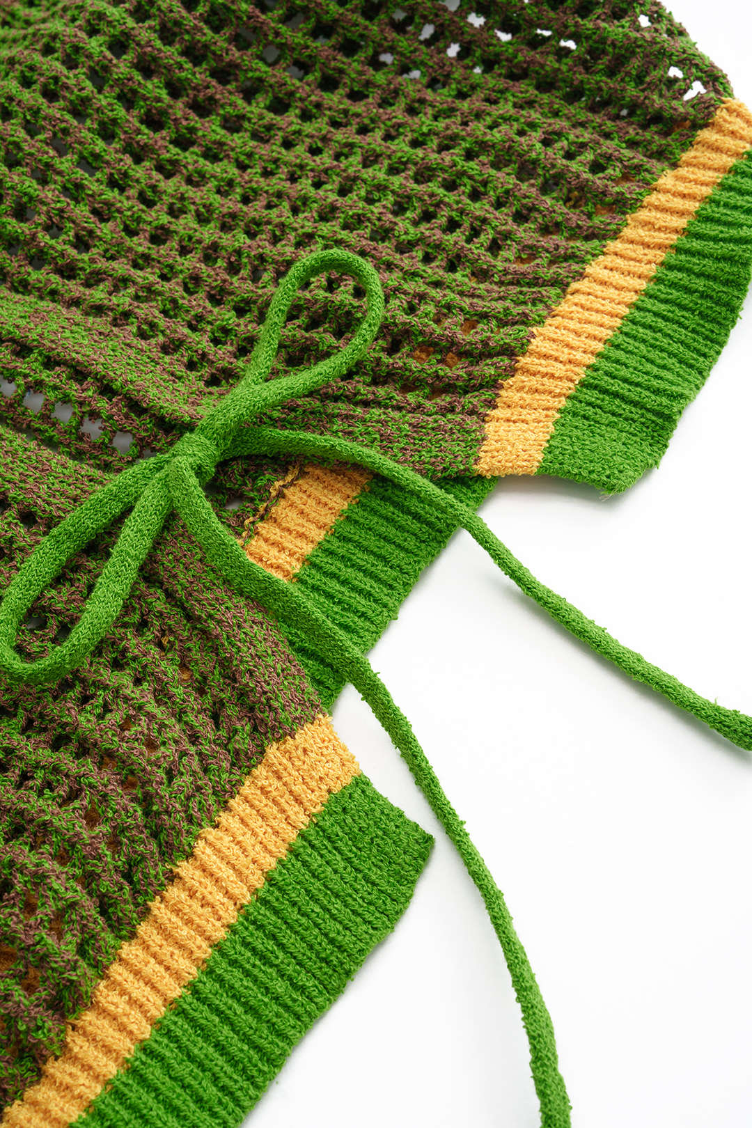 Knit Hollow-Out Tie-Back Short-Sleeve Top