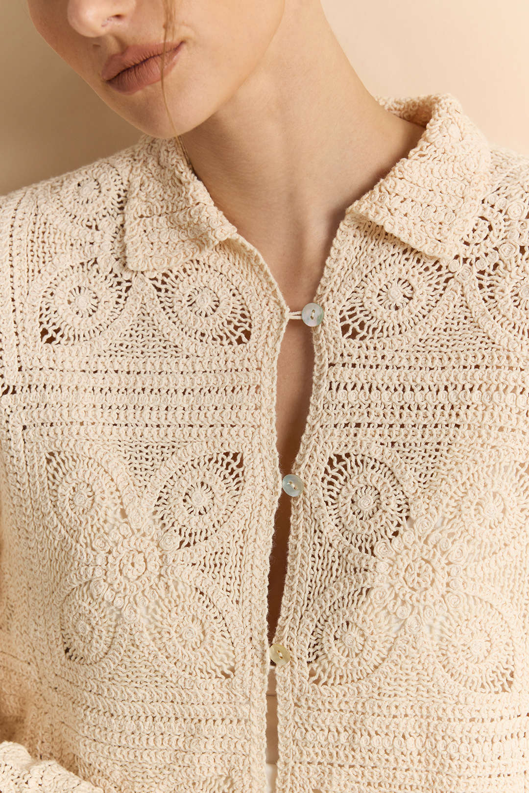 Knit Button Hollow Out Cardigan