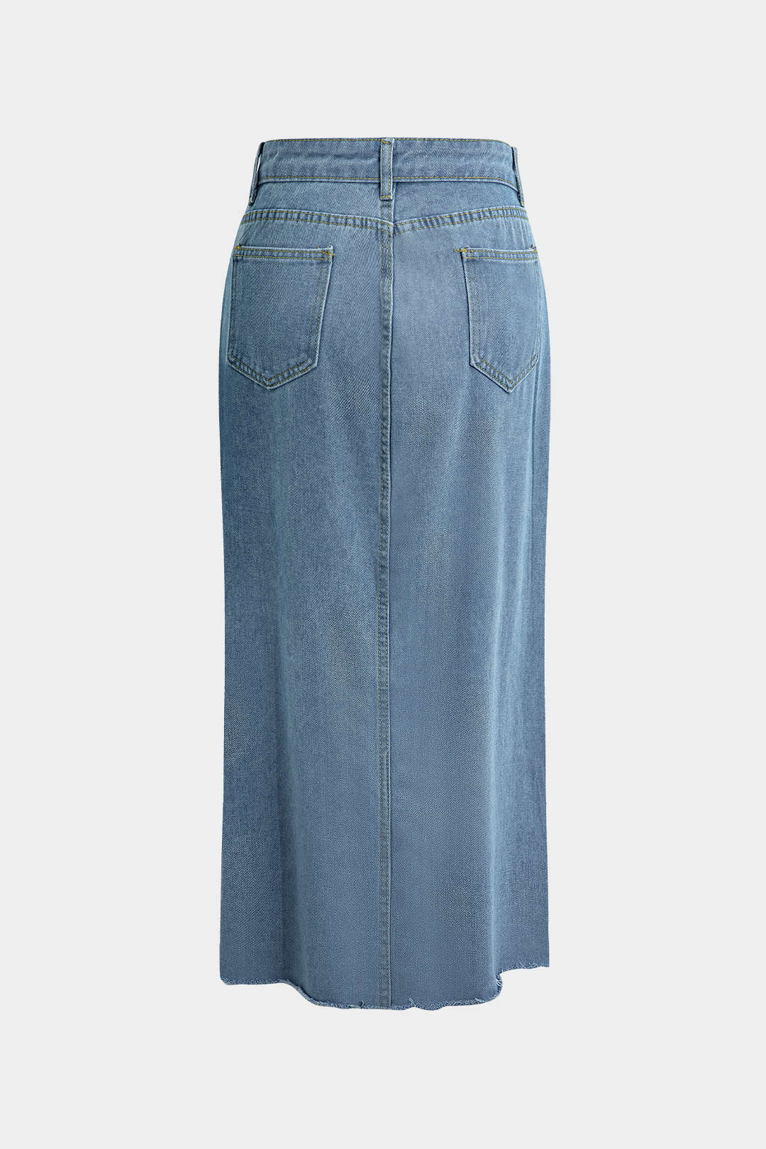 Split Wrap Denim Mid-length Skirt