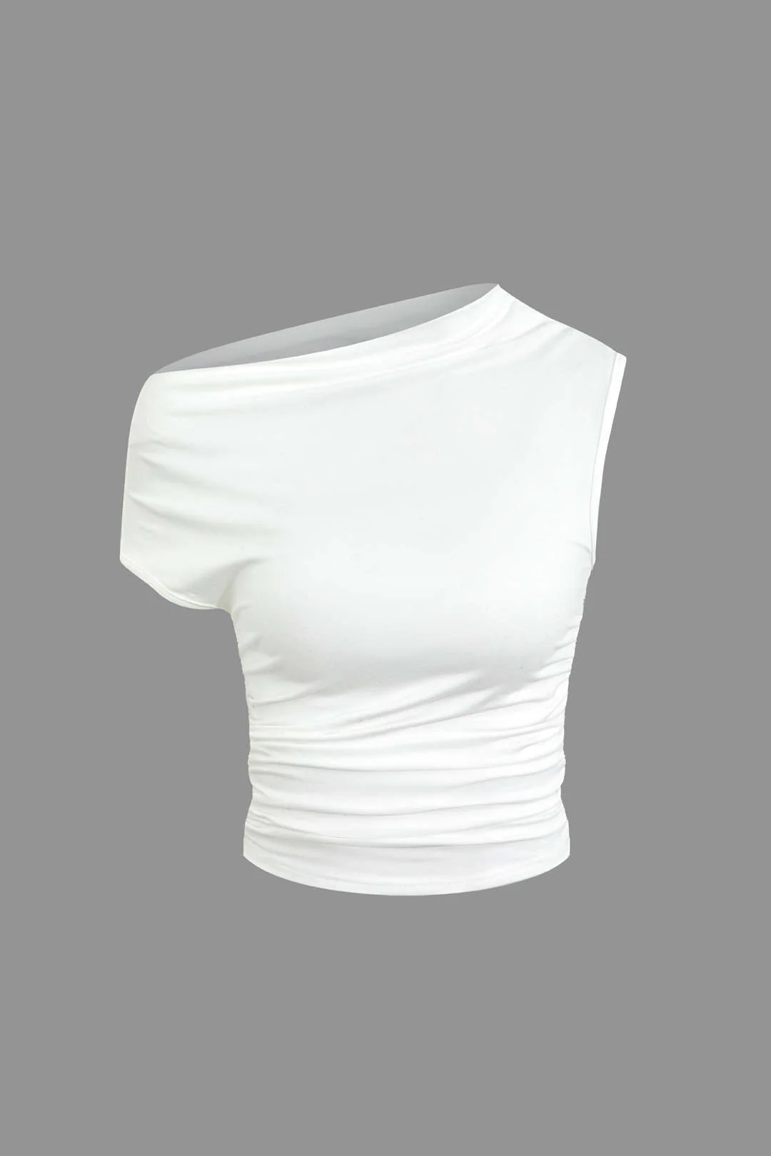 Asymmetrical Ruched Crop Top and Tie Mini Skirt Set