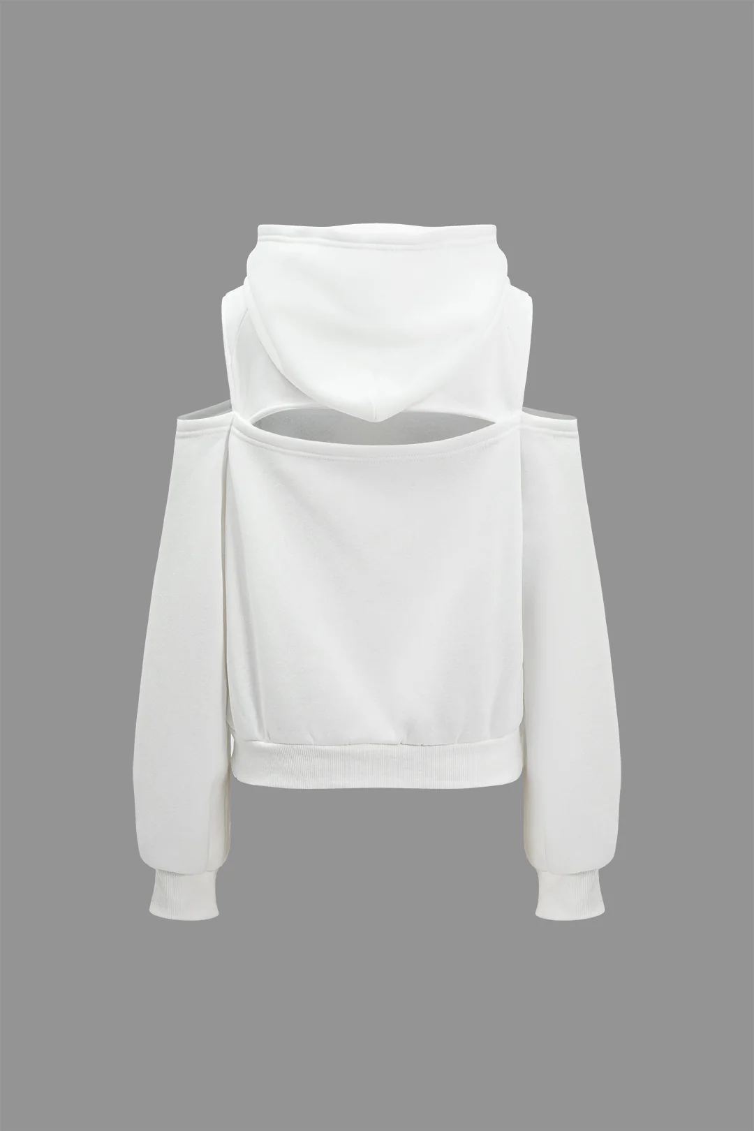 Solid Hooded Cut-Out Sweatshirt and Elastic Pants Combo
