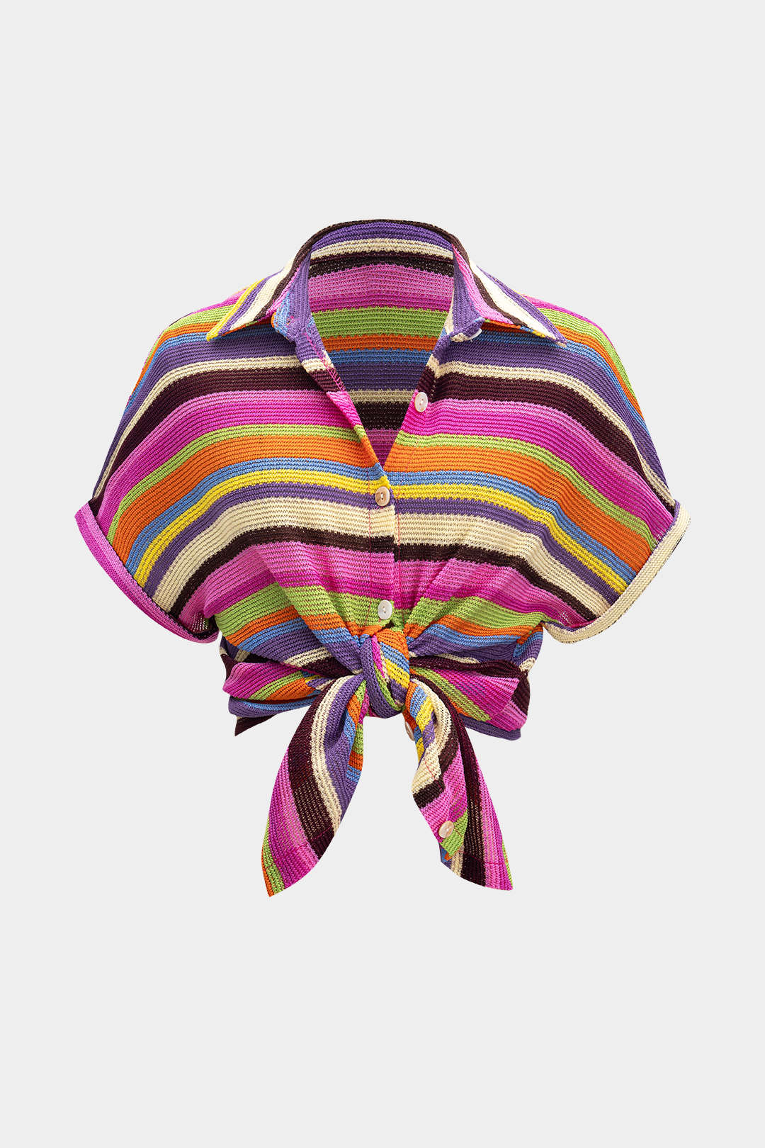 Knit Contrast V-Neck Top and Drawstring Shorts Combo