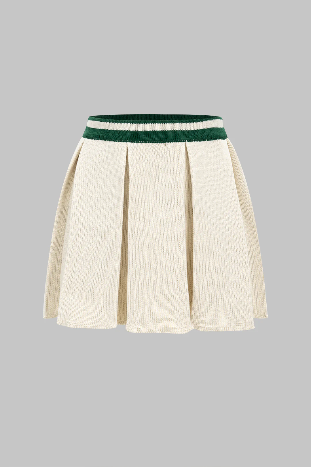 Knit Contrast Binding Pleated Mini Skirt