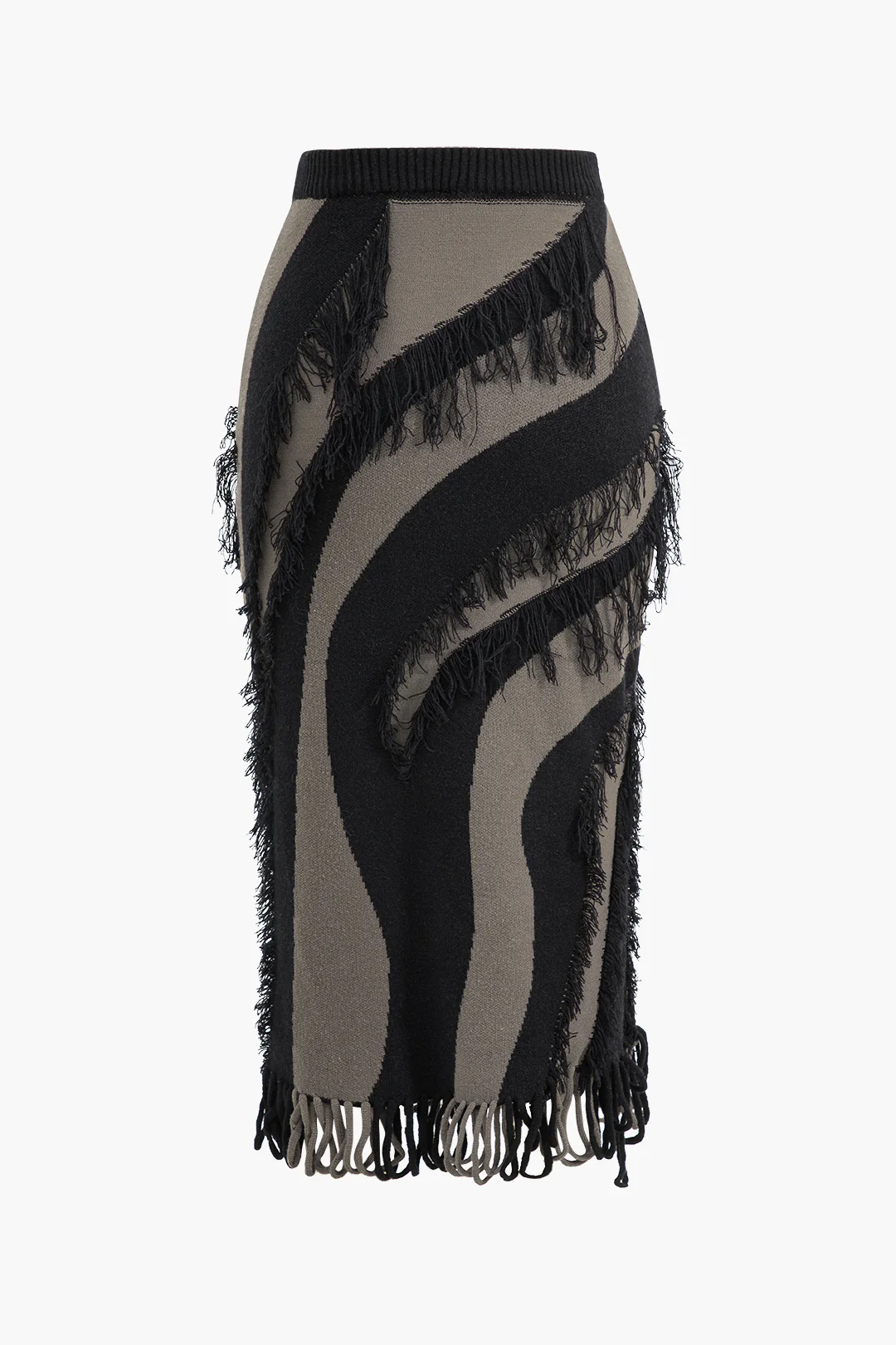 Contrasting Fringe Skirt