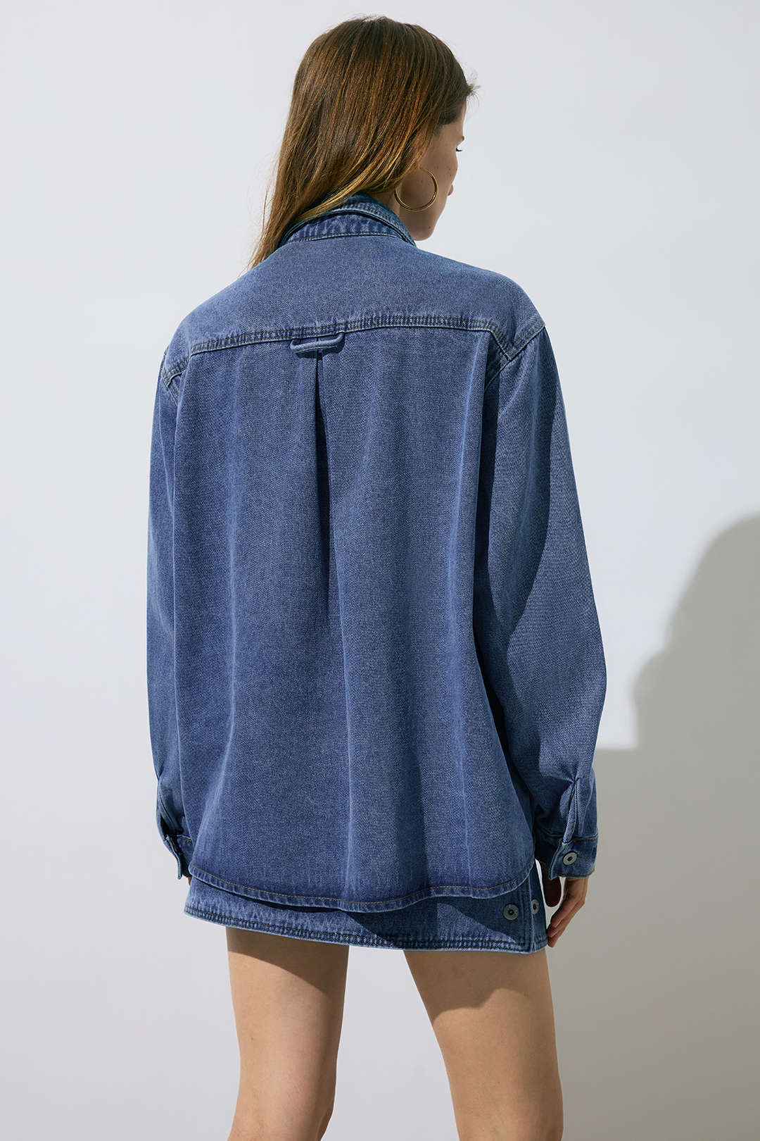 Denim Buttoned Long Sleeve Top