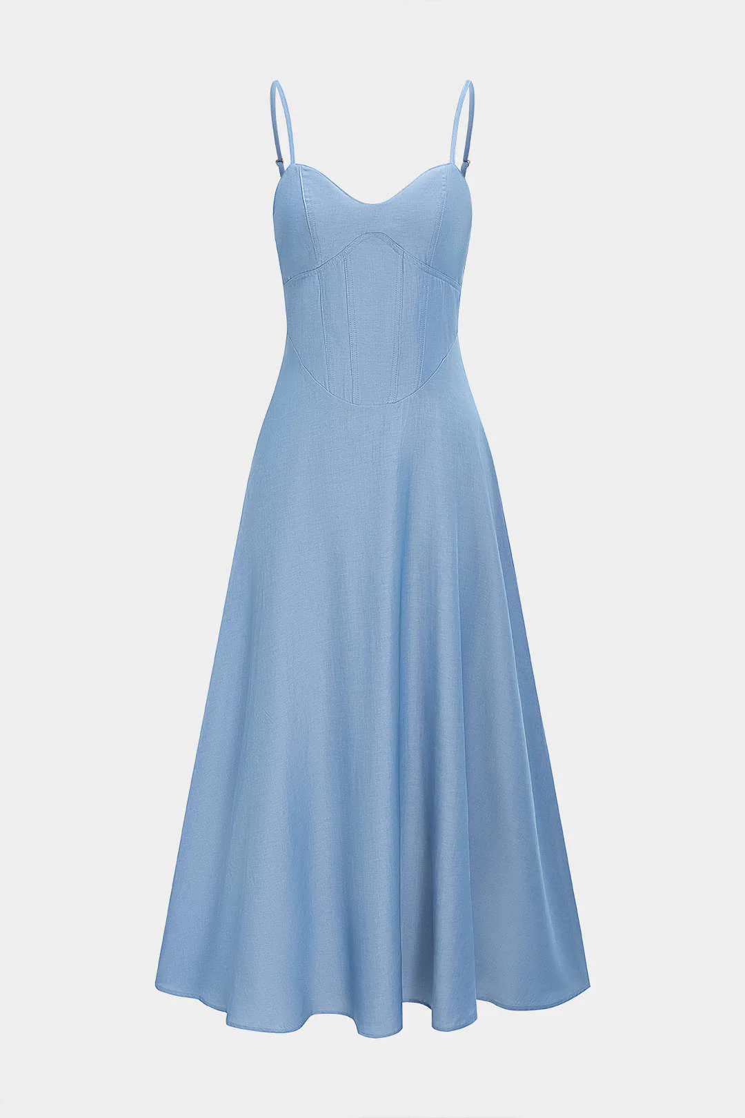 Denim Slip Sleeveless Midi Dress