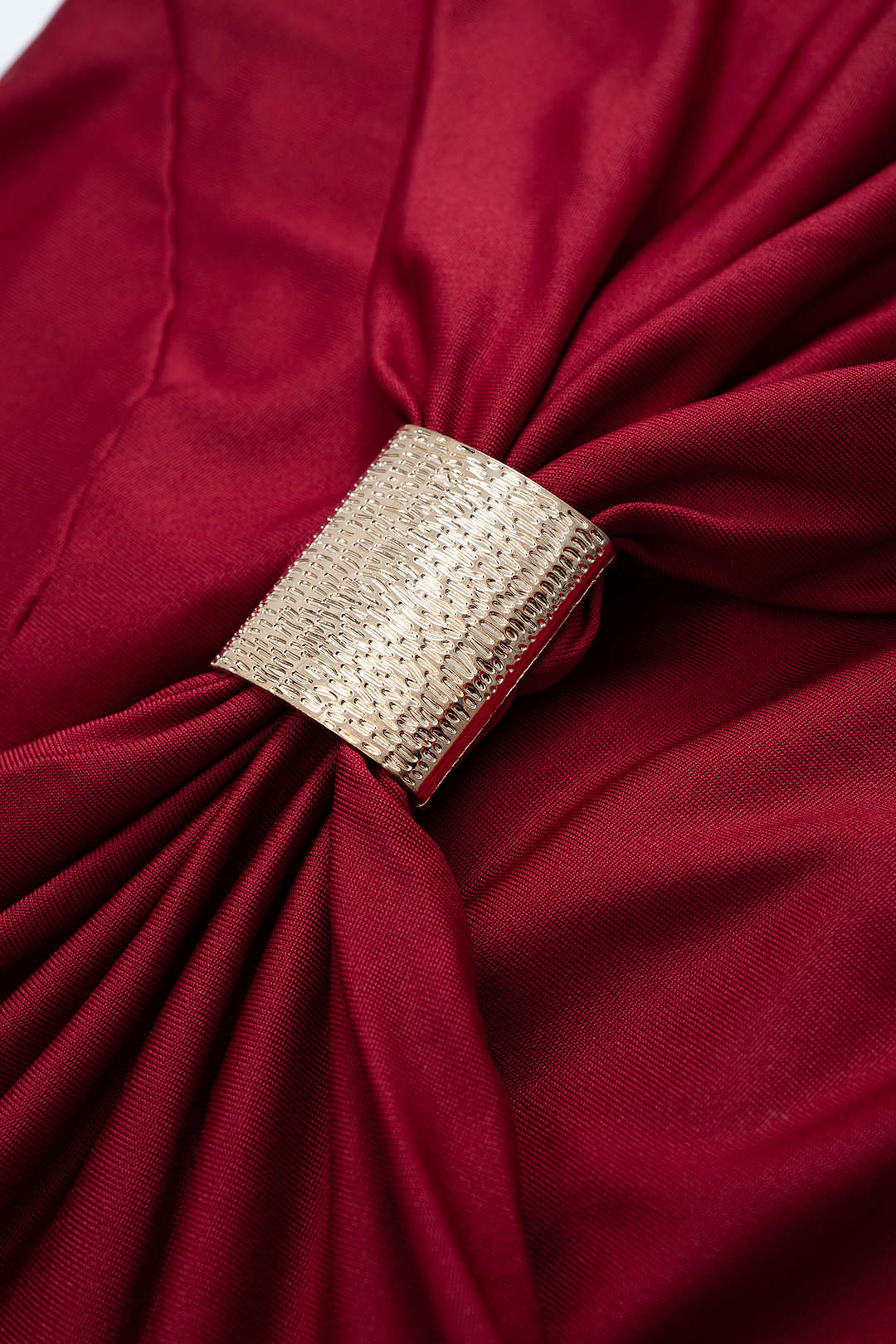 Mock Neck Metallic Ruched Backless Sleeveless Maxi Dress