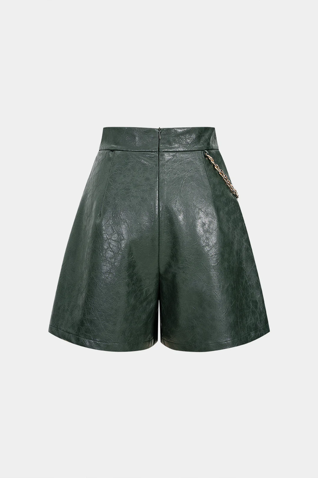 Metallic Asymmetrical Faux Leather Shorts