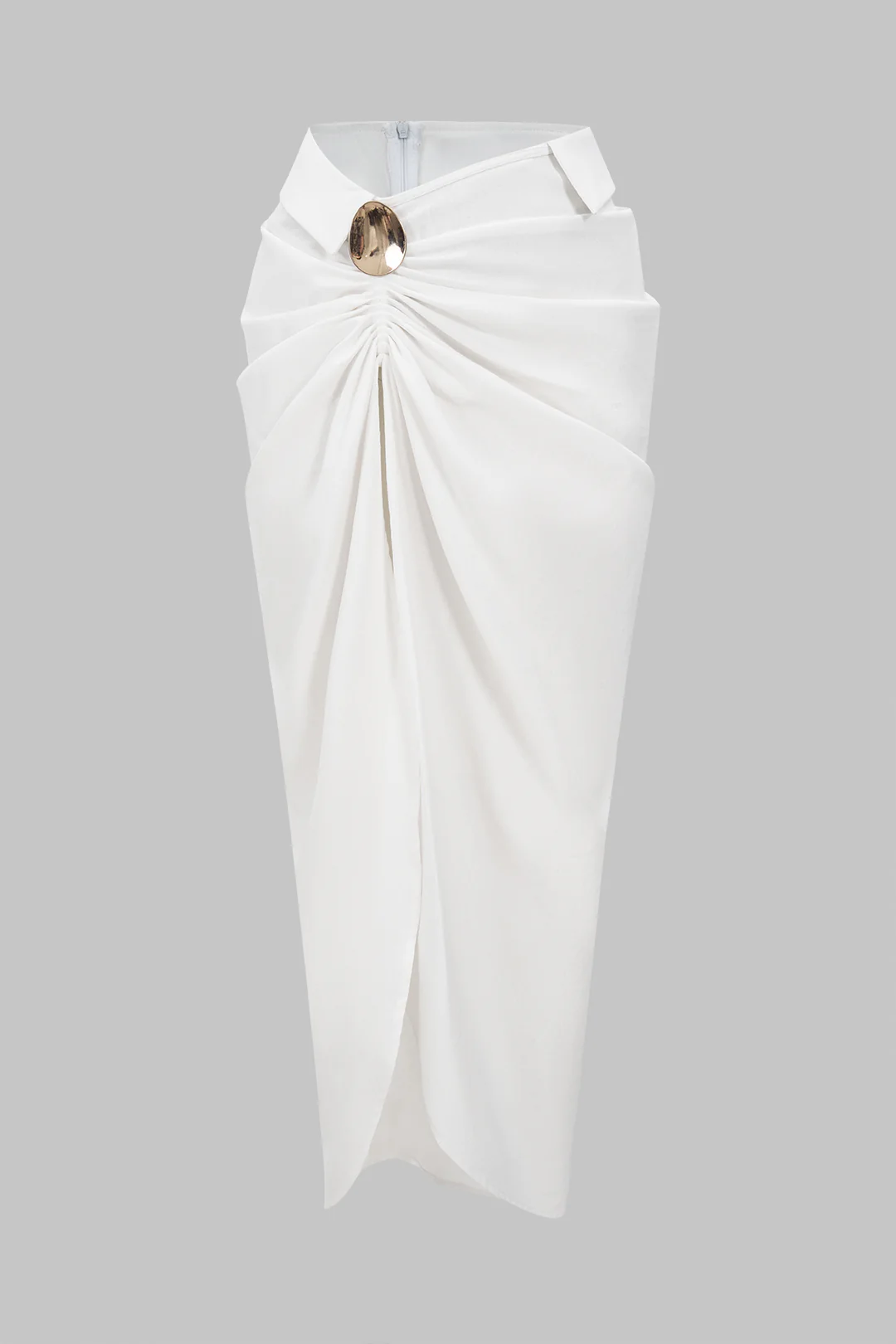 Linen Ruched Split Asymmetric Skirt