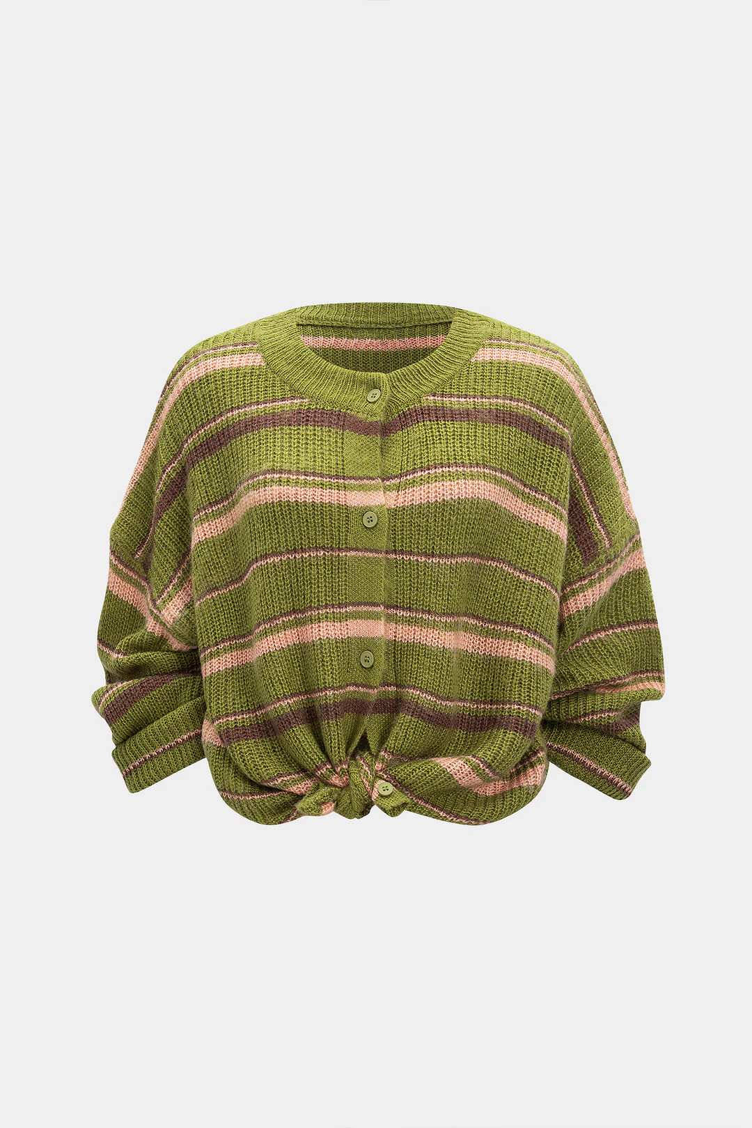 Contrast Striped Print Knit Cardigan