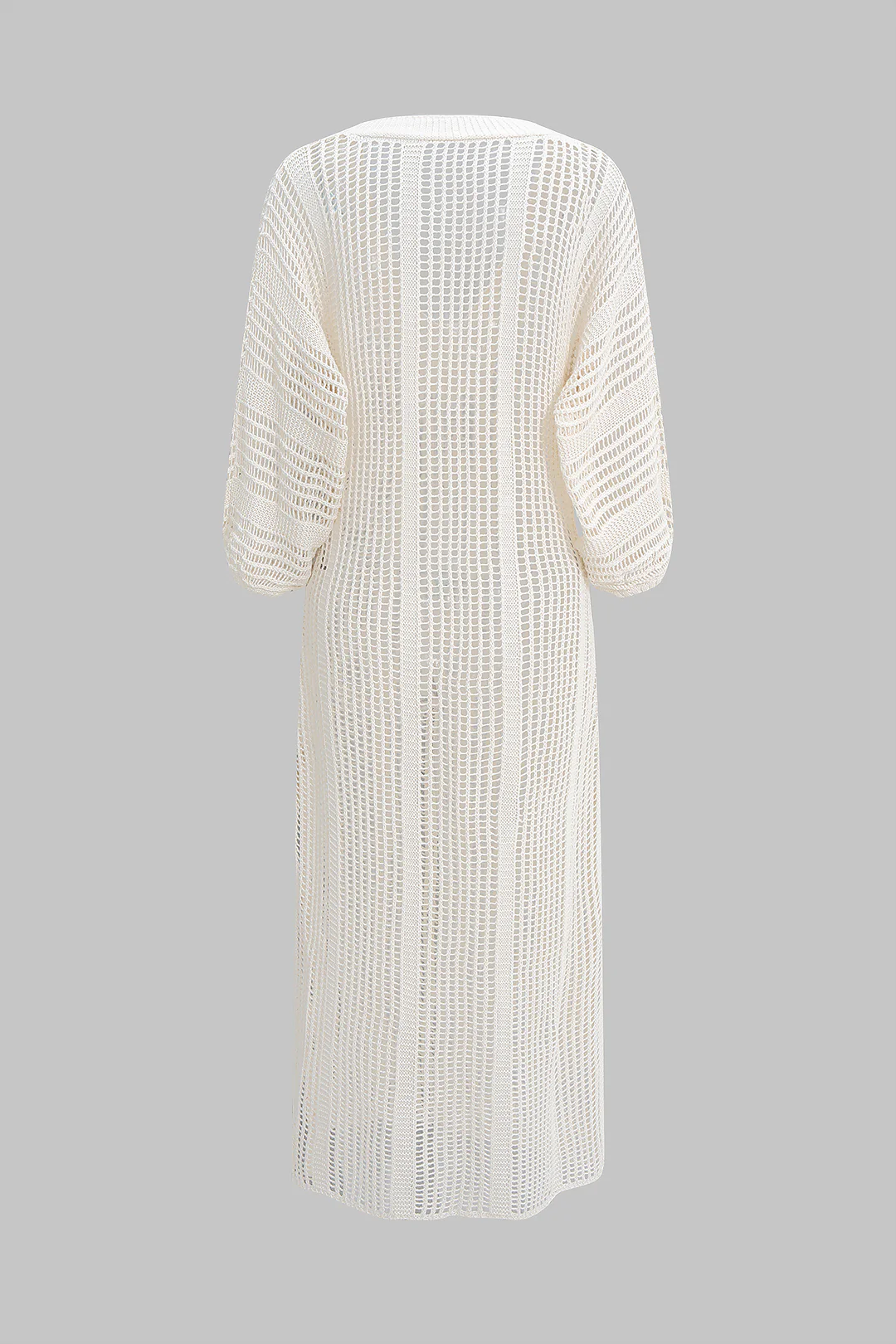 Backless V-Neck Hollow-Out Long-Sleeve Maxi Dress