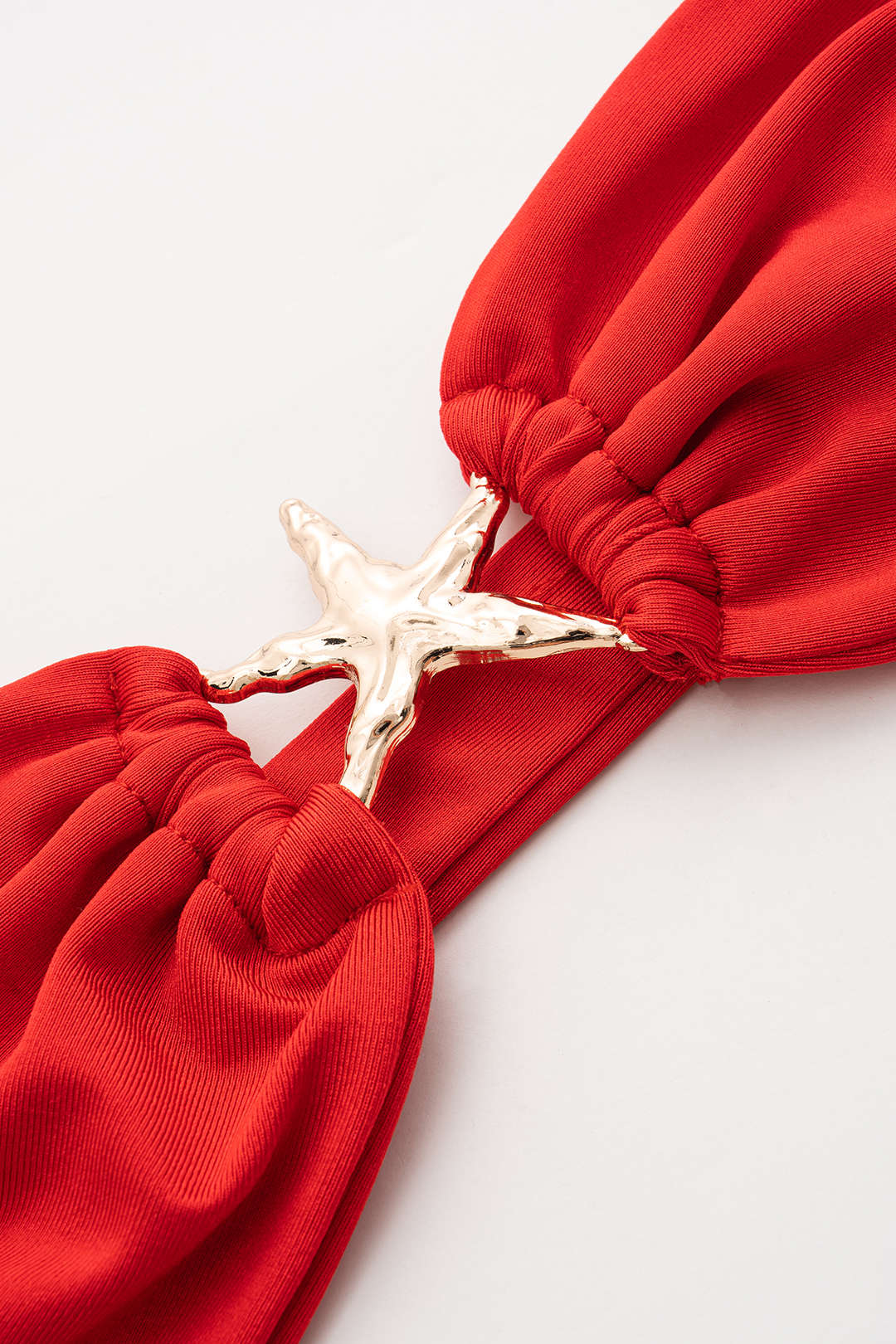 Metallic Decor Strapless Top And Abstract Floral Print Ruched Skirt Set