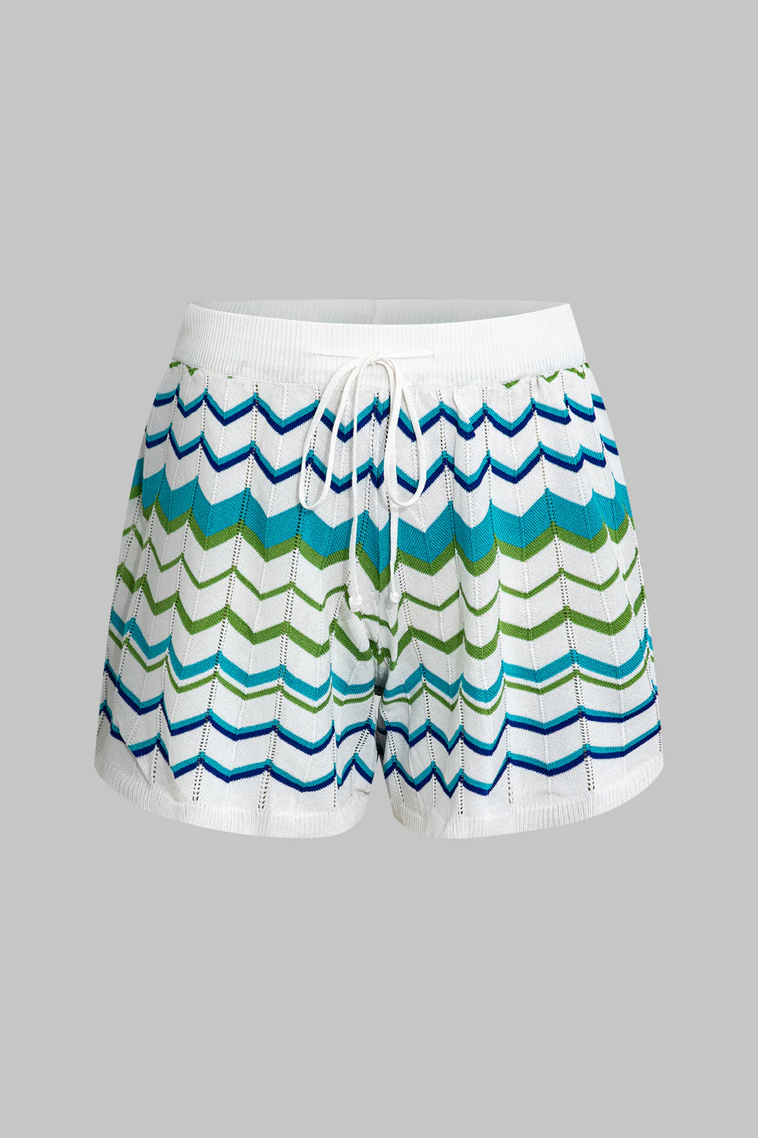 Contrasting Knit Top and Drawstring Shorts Set