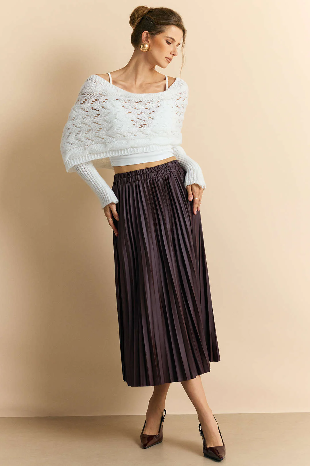 Faux Leather Pleated Skirt