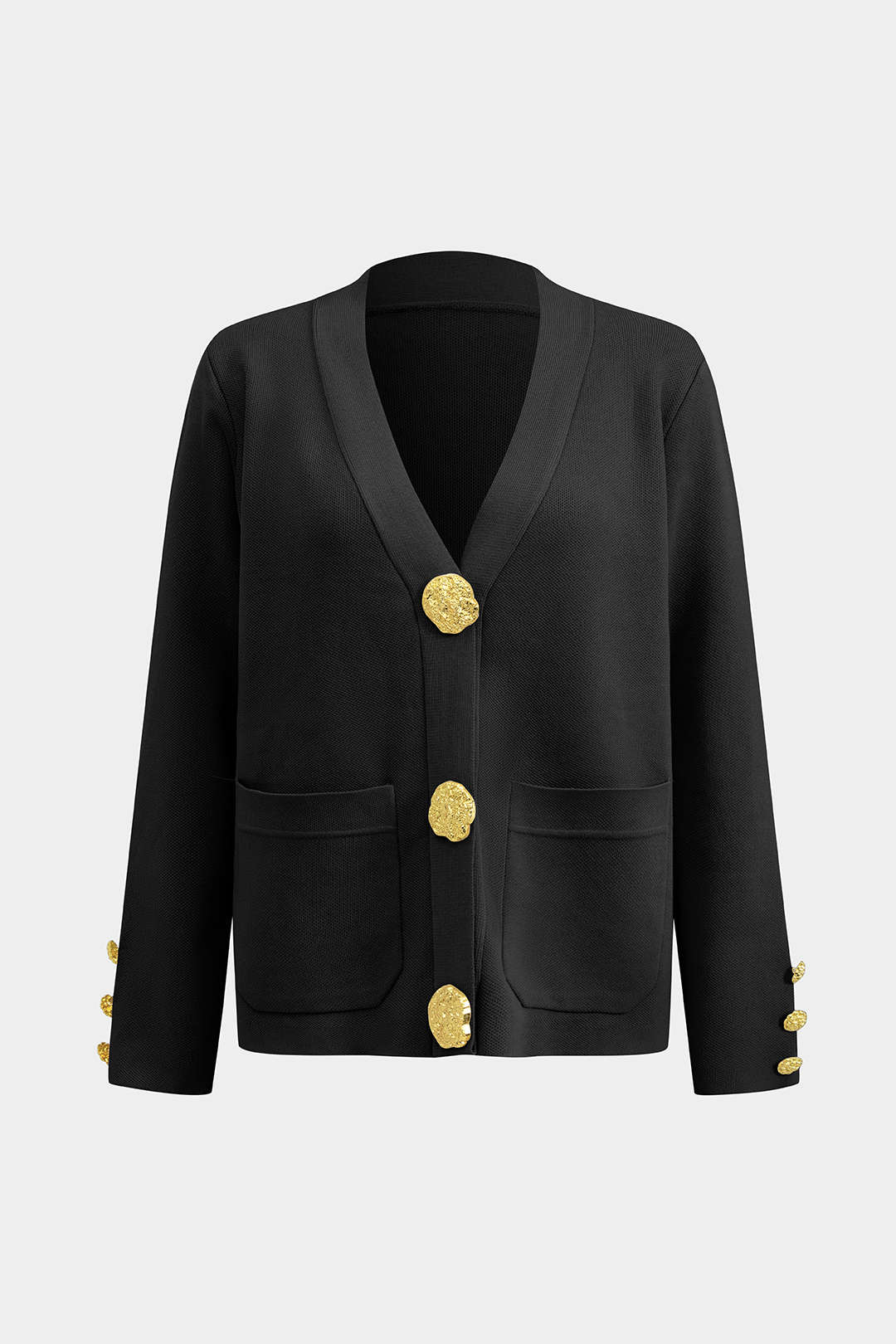 Button-Design Knit Cardigan and Wide-Leg Pants Set