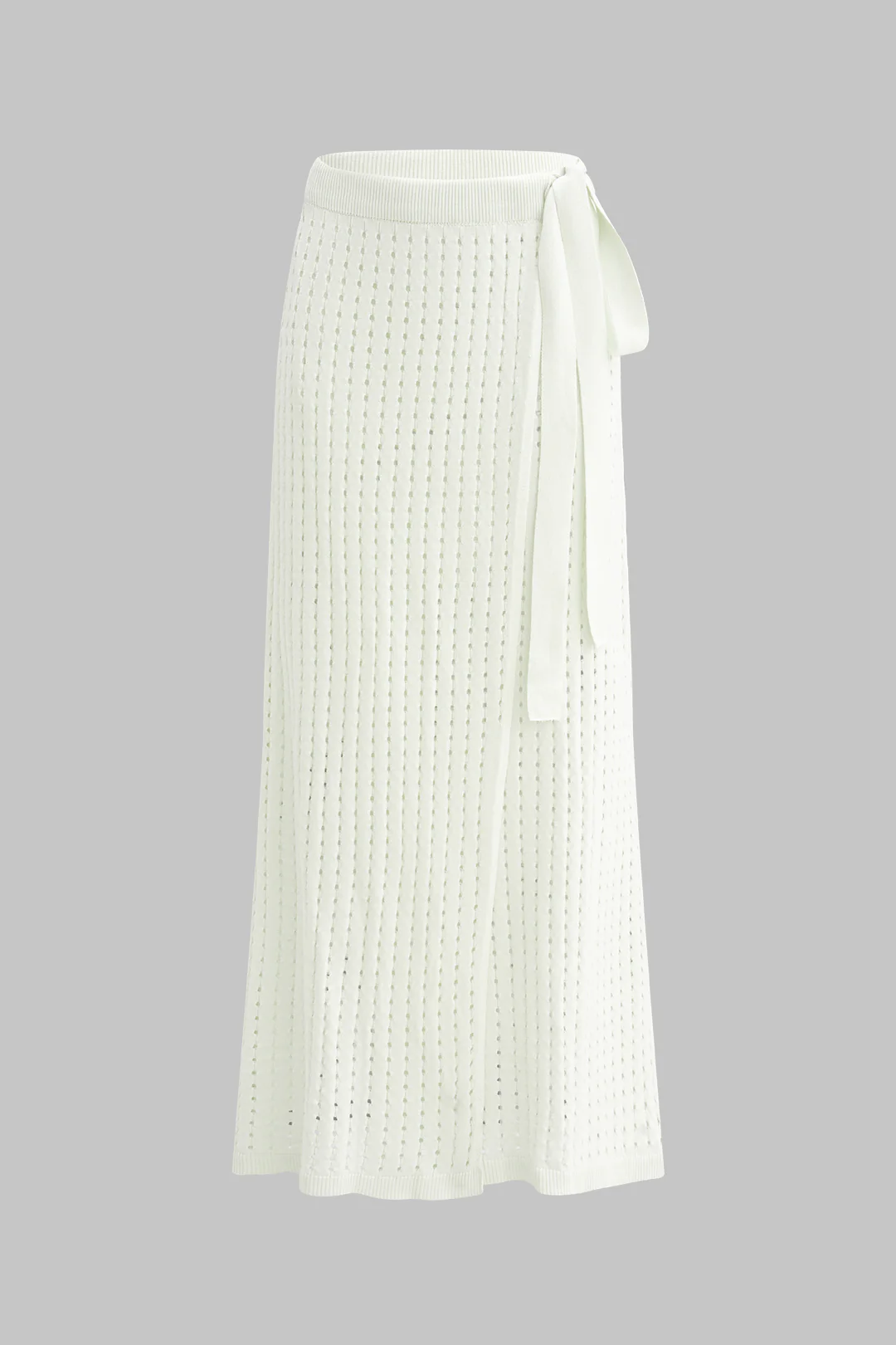 Knit Hollow-Out Tank Top and Tie-Up Skirt Set