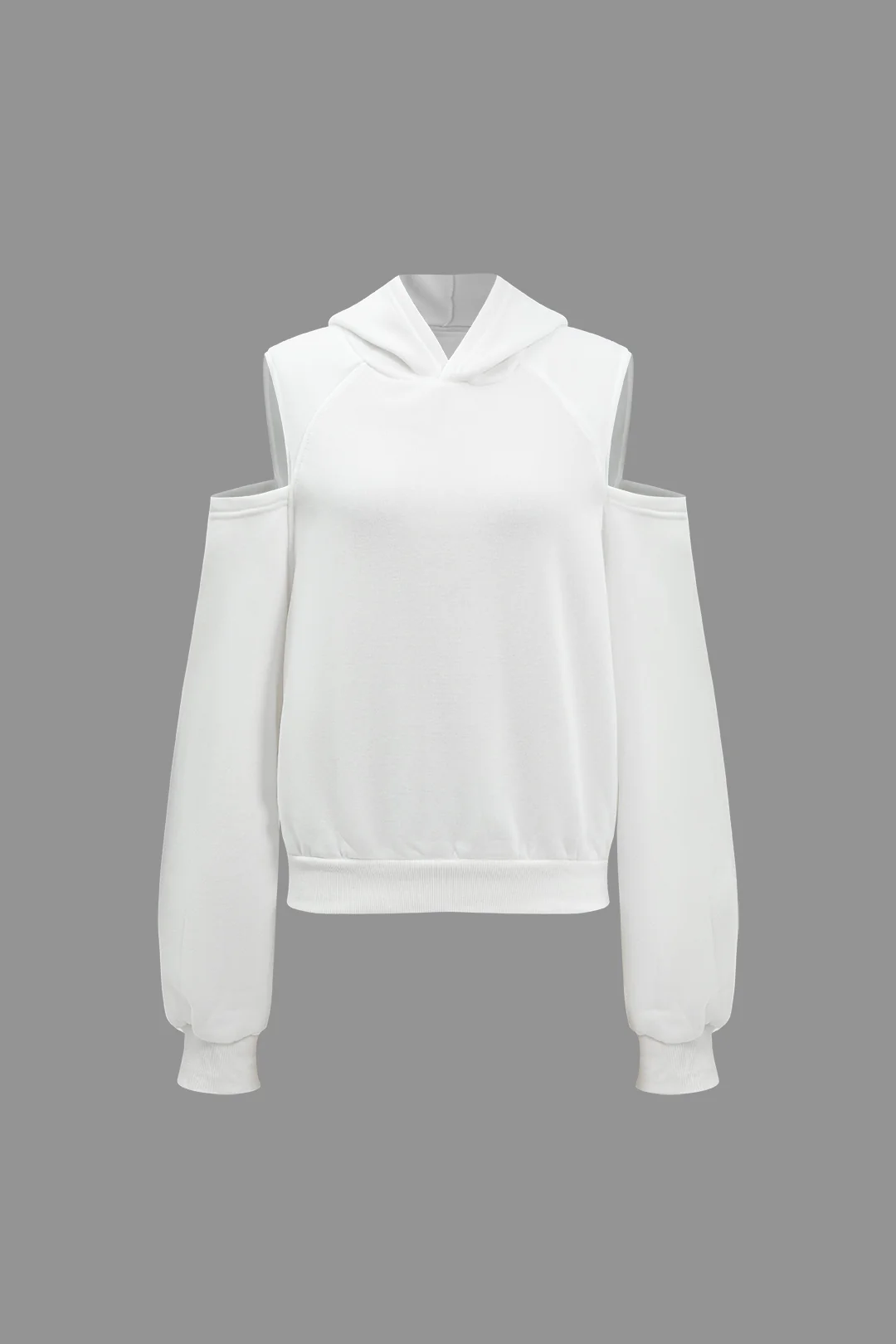 Solid Hooded Cut-Out Sweatshirt and Elastic Pants Combo